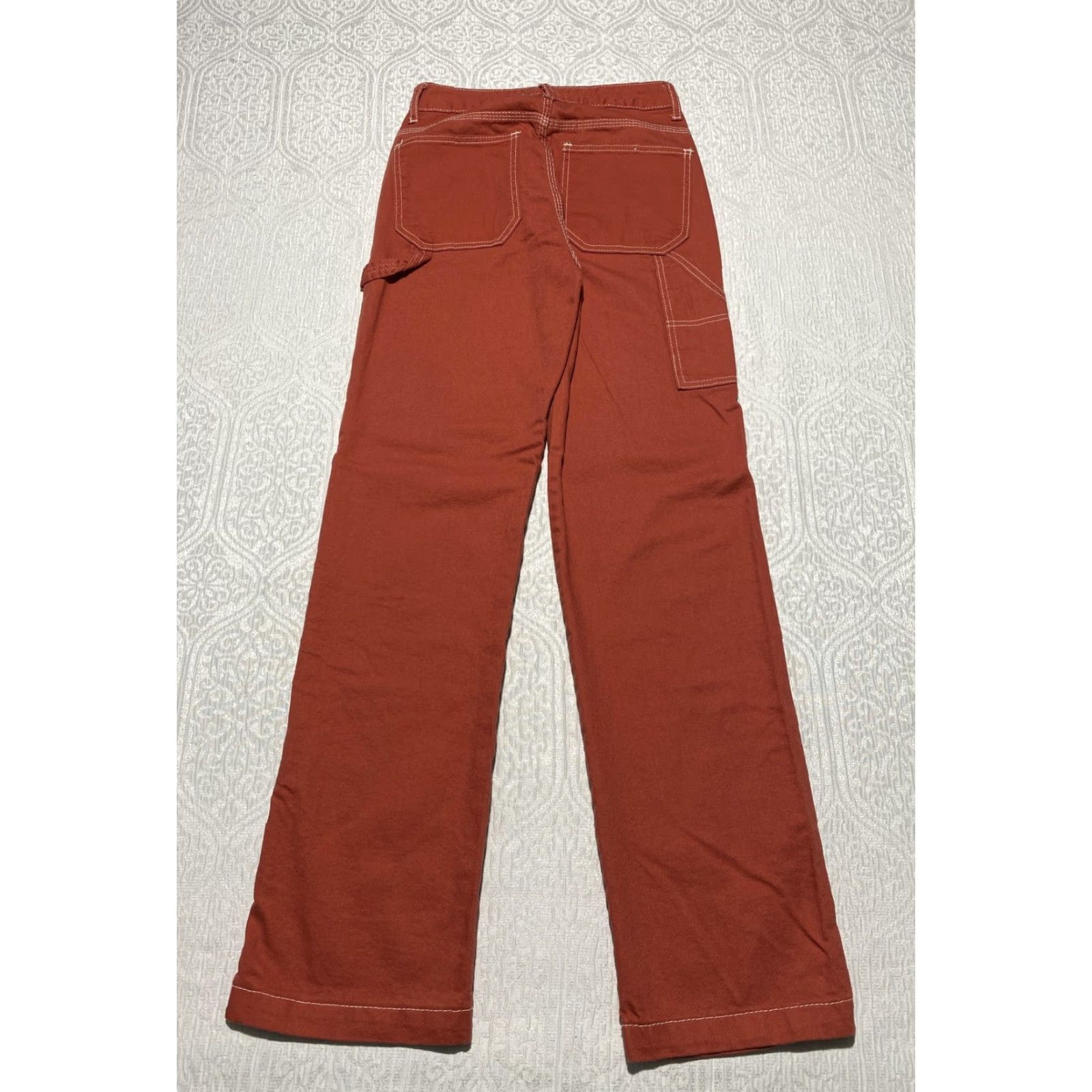 Vintage S.O.N.G Pants Carpenter 90s High Rise Juniors Size 1 Womens Rust Red Straight Leg Pockets Workwear Size 42" / US 20 - 2 Thumbnail