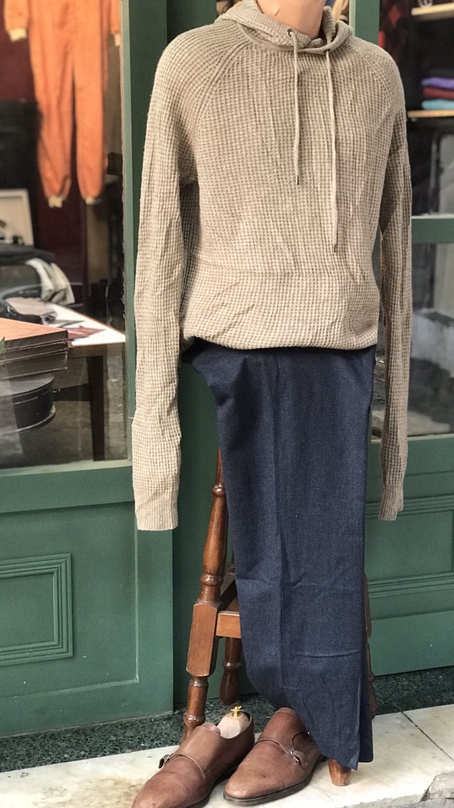 Gap × Other × Vintage VINTAGE CASHMERE WOOL BLEND WAFFLE TEXTURED GAP KNIT HOODIE Size US M / EU 48-50 / 2 - 3 Thumbnail