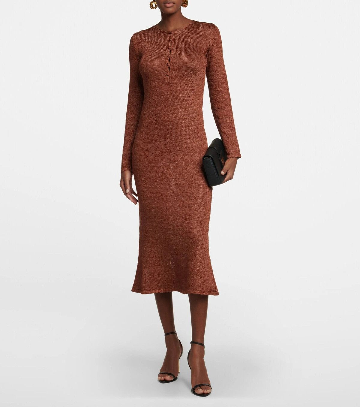 Tom Ford o1y0126 Midi Dress in Brown Size XS / US 0-2 / IT 36-38 - 3 Thumbnail