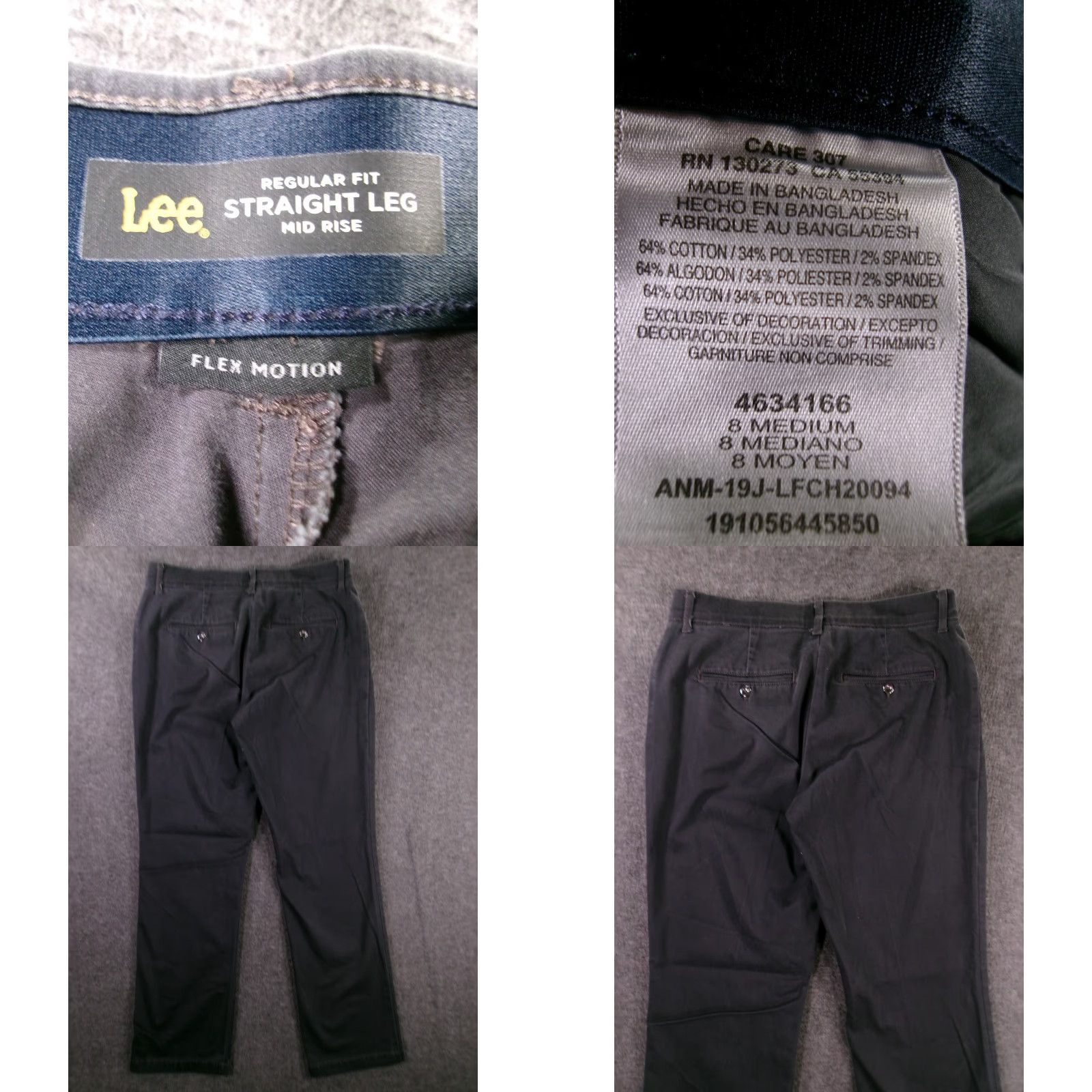 Lee Lee Pant Women 8 Chino Straight Regular Gray - Cotton Blend, Flat Front, Mid Rise, 30" Inseam, Lee Brand, Office Casual, Womens Size 30" / US 8 / IT 44 - 8 Thumbnail