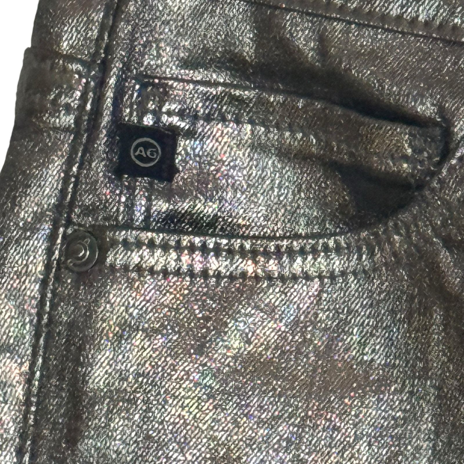 AG Adriano Goldschmied AG Adriano Goldschmied Graduate Metallic Silver Jeans Sz 25 Size 25" / US 0 / IT 36 - 6 Thumbnail