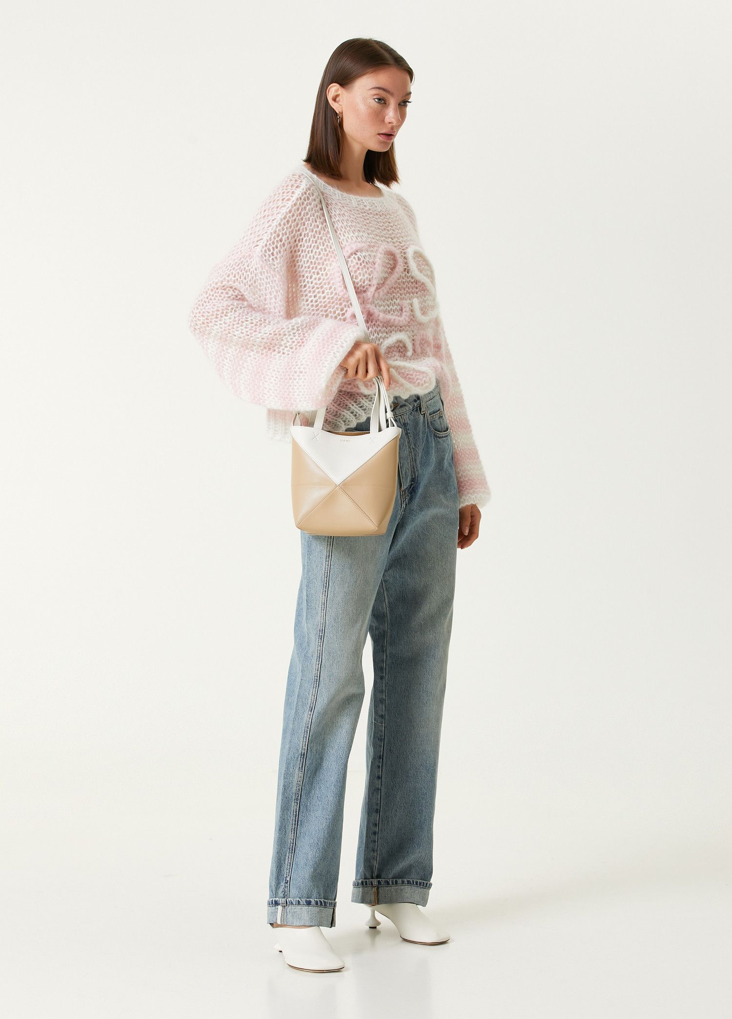 Loewe LOEWE Puzzle Fold Mini beige & white leather tote bag NWT Size ONE SIZE - 2 Thumbnail