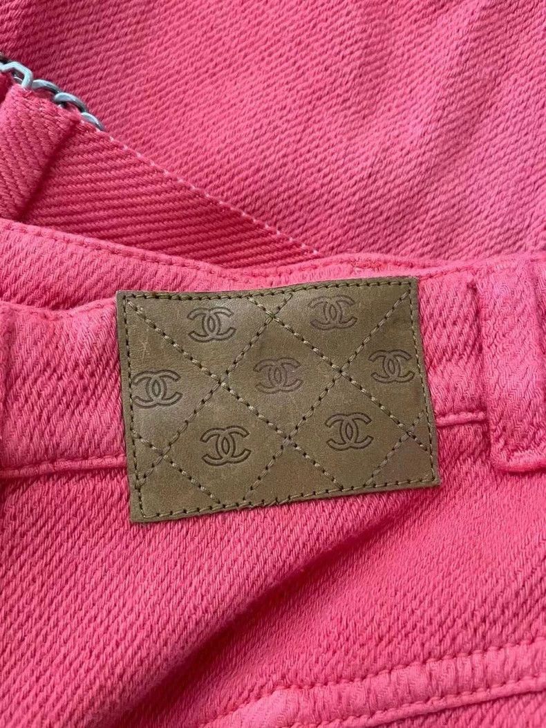 Chanel Chanel Orange-red old denim shorts Size 42" / US 20 - 3 Thumbnail