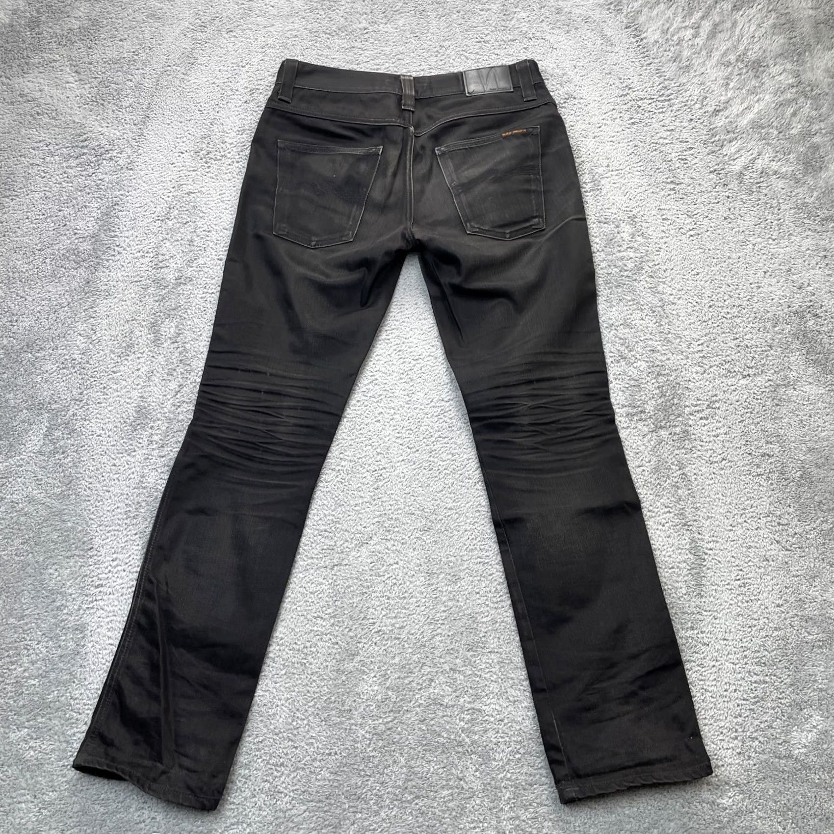 Nudie Jeans Nudie Jeans Mens 31x32 Black Skinny Denim Logo Organic Cotton Dark Wash Jeans Regular 5-Pocket Black Mens Skinny Jeans Size US 32 / EU 48 - 2 Thumbnail