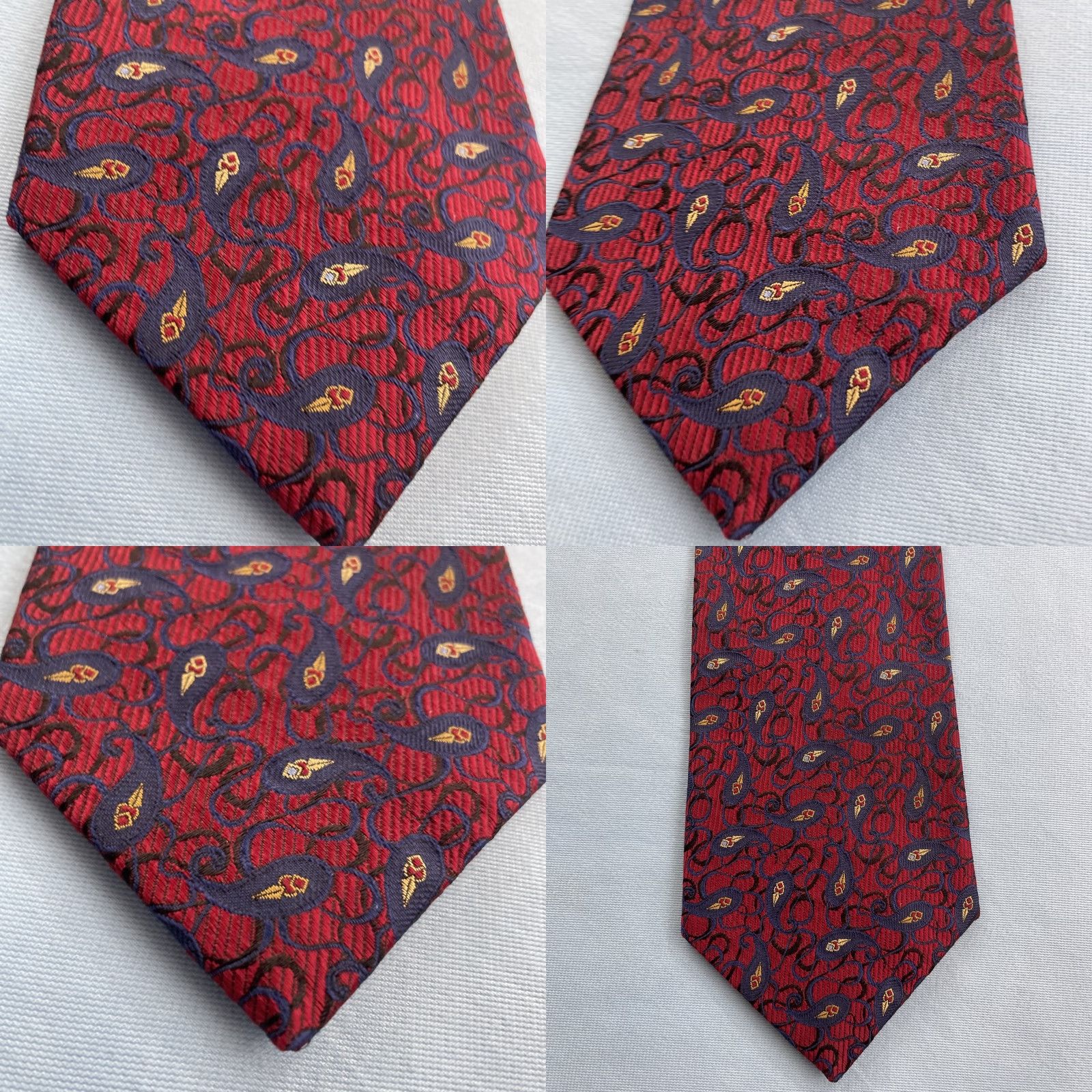 Robert Talbott VINTAGE Robert Talbott Tie Mens 100% Silk Paisley X-Long 4x65 Ruby Red Navy Blue Thick Woven Jacquard Classic Executive Statement Deadstock NWT 9 Size ONE SIZE - 10 Thumbnail