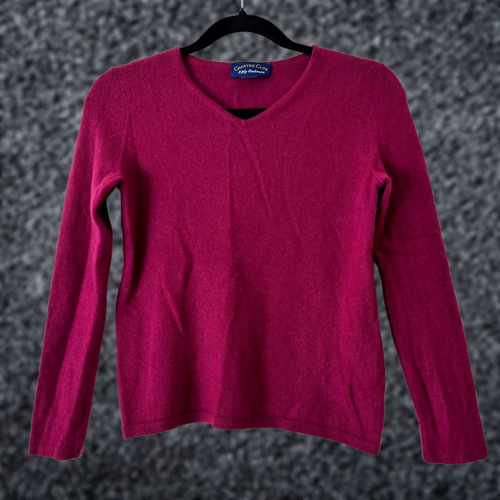 Charter Club Charter Club Womens Red 2-Ply Cashmere Knit V-Neck Sweater Pullover M Casual Comfortable Knitwear Size M / US 6-8 / IT 42-44 - 1 Thumbnail