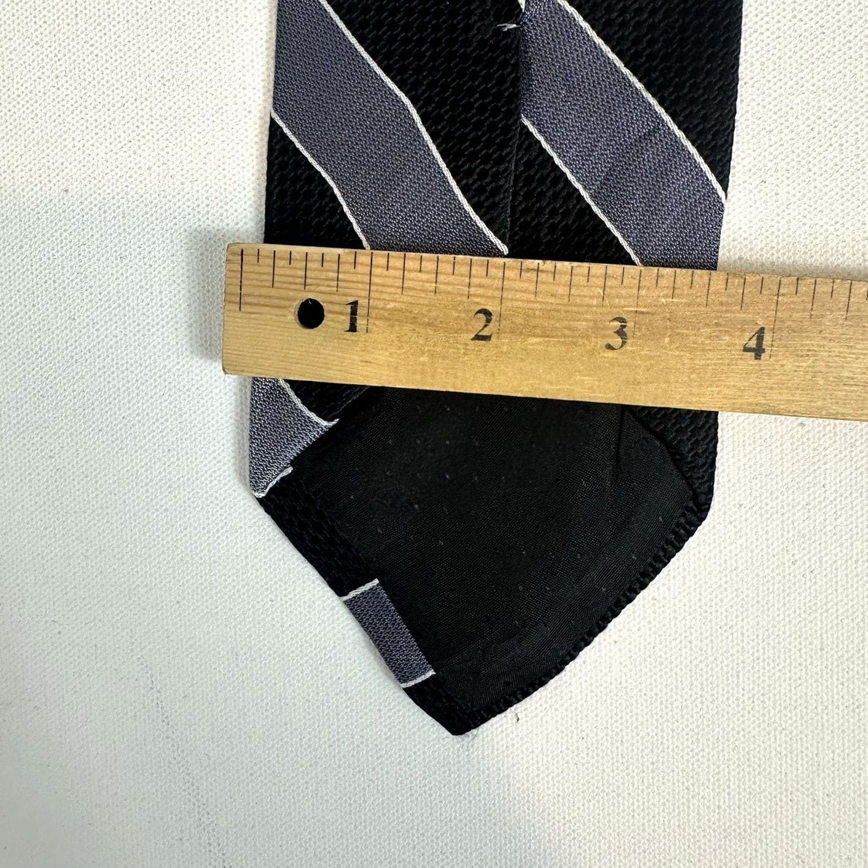 Vintage Pavone 100% Silk Men’s Neck Tie Made In Italy Grey Black Striped Size ONE SIZE - 5 Thumbnail