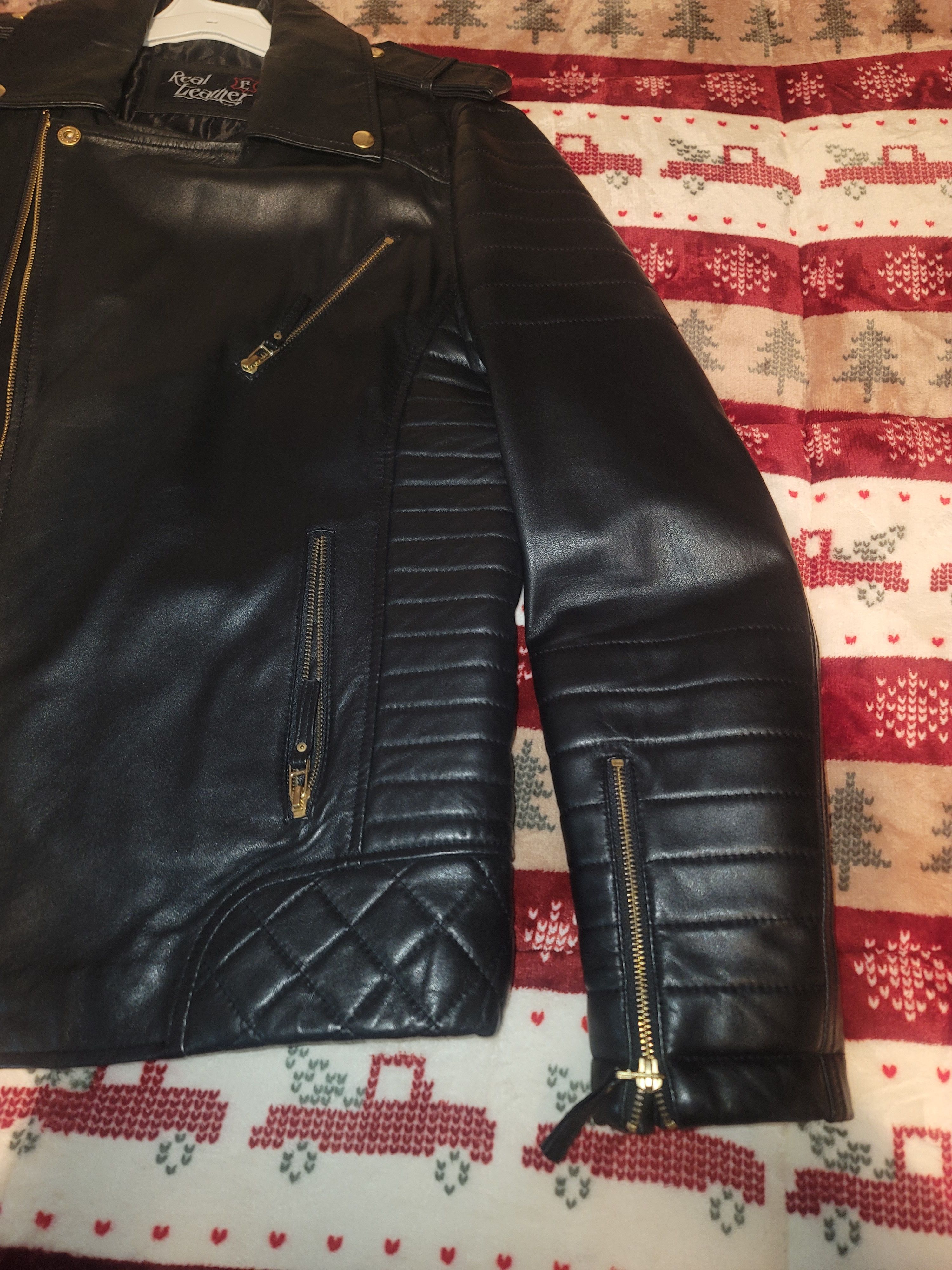Leather lambskin(leather) biker jacket. Size US M / EU 48-50 / 2 - 11 Thumbnail