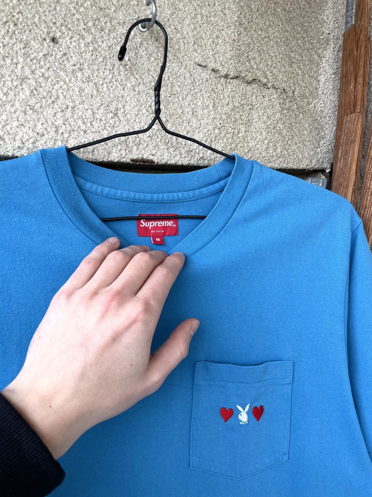 Playboy × Supreme Supreme Playboy FW18 Embroidered Logo Pocket T-Shirt Size US M / EU 48-50 / 2 - 3 Thumbnail