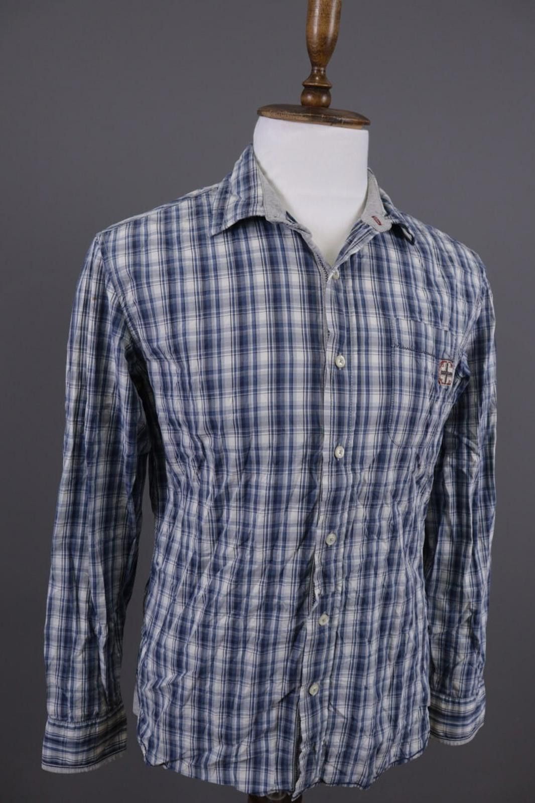 Napapijri Napapijri Geographic Blue Check Button Down Shirt Size L Size US L / EU 52-54 / 3 - 8 Thumbnail