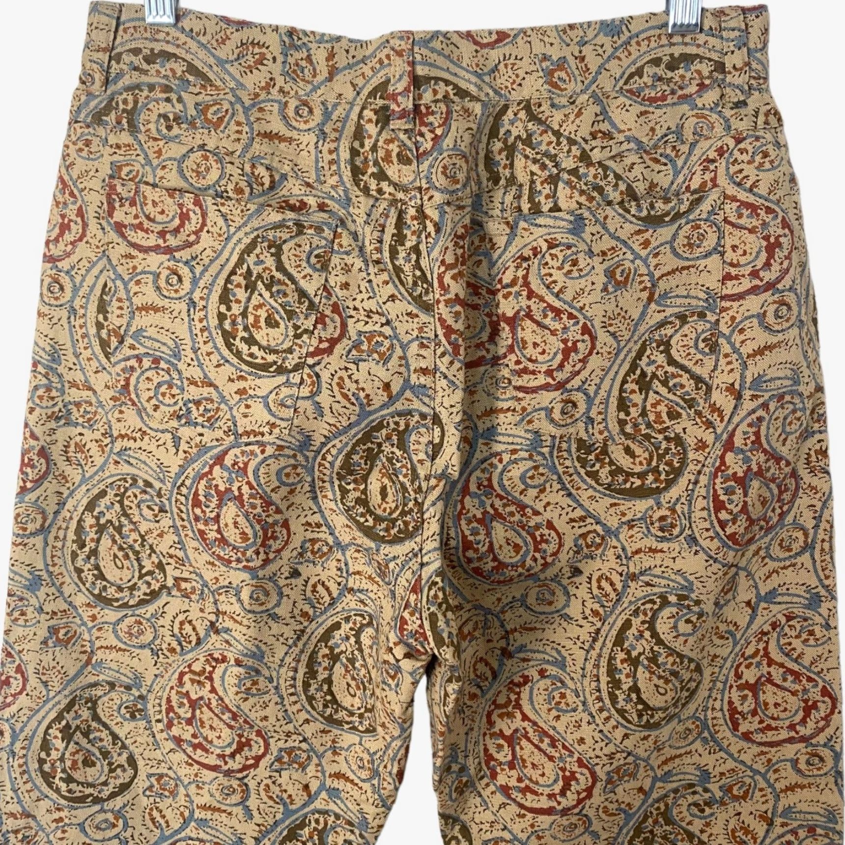 Ralph Lauren VINTAGE Lauren Ralph Lauren Pants Paisley Cropped Women's 10P Tan Linen Cotton High Rise Straight Leg 24" Inseam Womens Size 32" / US 10 / IT 46 - 6 Thumbnail