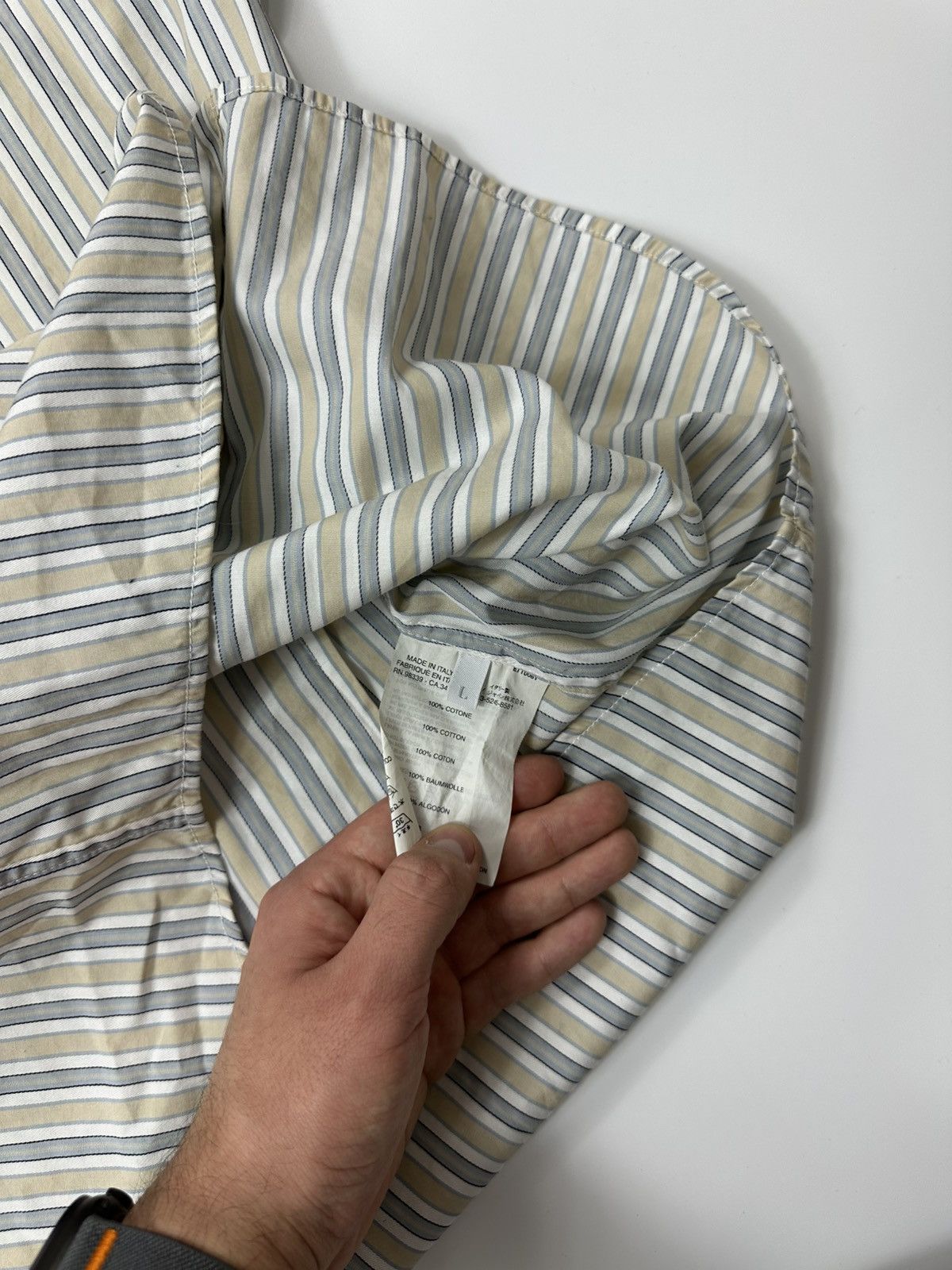 Prada Prada Stripped Casual Shirt Short Sleeve Size US L / EU 52-54 / 3 - 9 Thumbnail