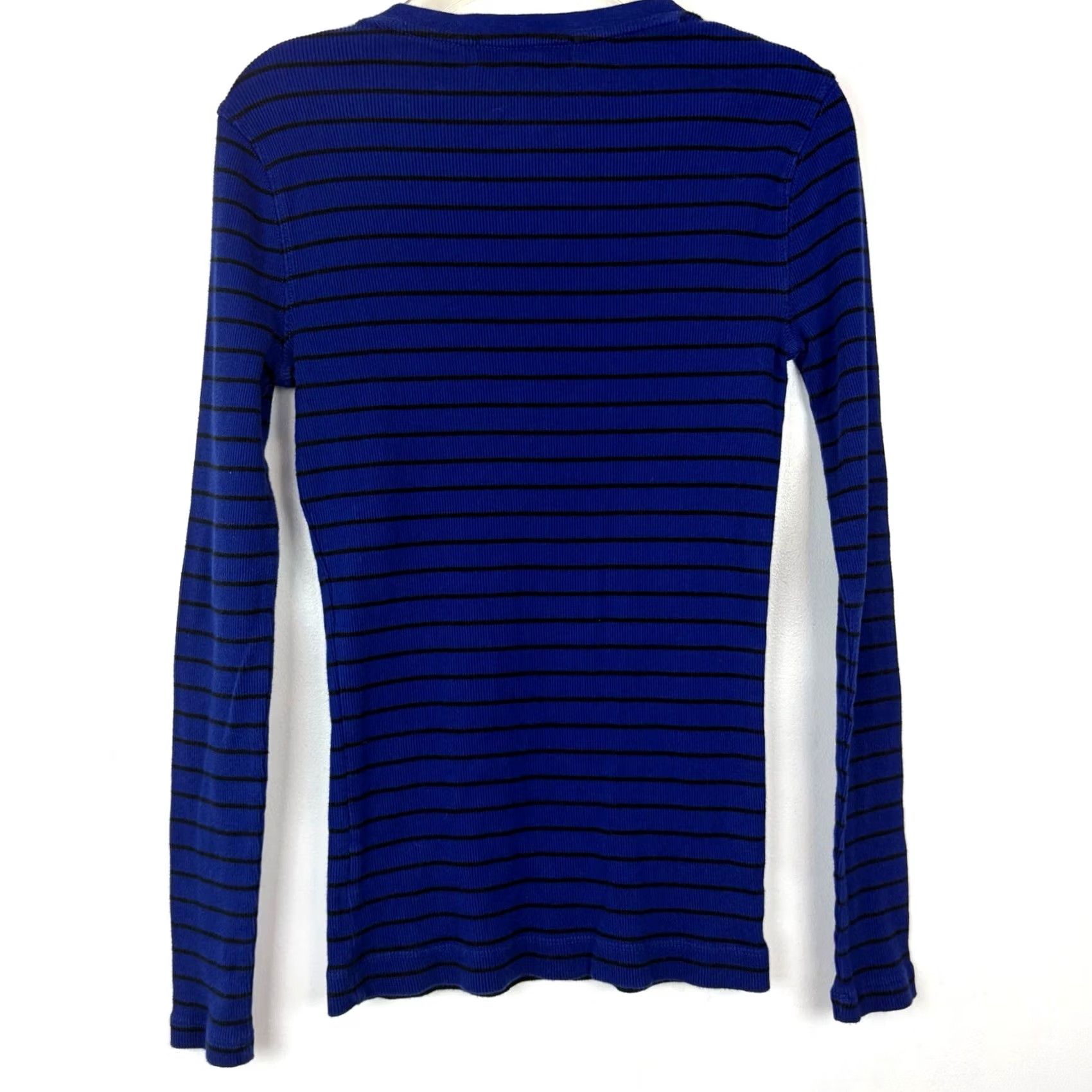 Ralph Lauren Lauren Ralph Lauren Shirt Womens XS Blue Stripe Long Sleeve Henley Button 90s Classic Size XS / US 0-2 / IT 36-38 - 2 Thumbnail