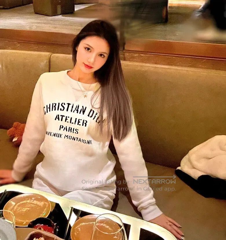 Dior Dior White logo letter printed cotton round-neck long-slee Size US M / EU 48-50 / 2 - 9 Thumbnail