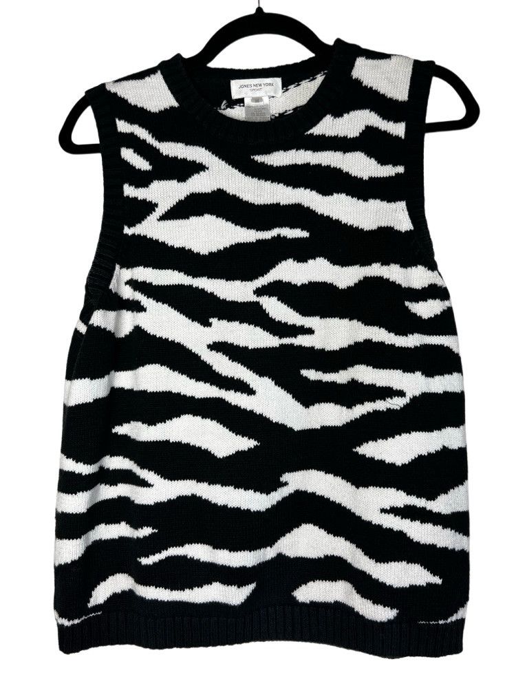 Jones New York Vintage 1990's Jones New York Sport Zebra Print Knit Vest Size M / US 6-8 / IT 42-44 - 1 Thumbnail