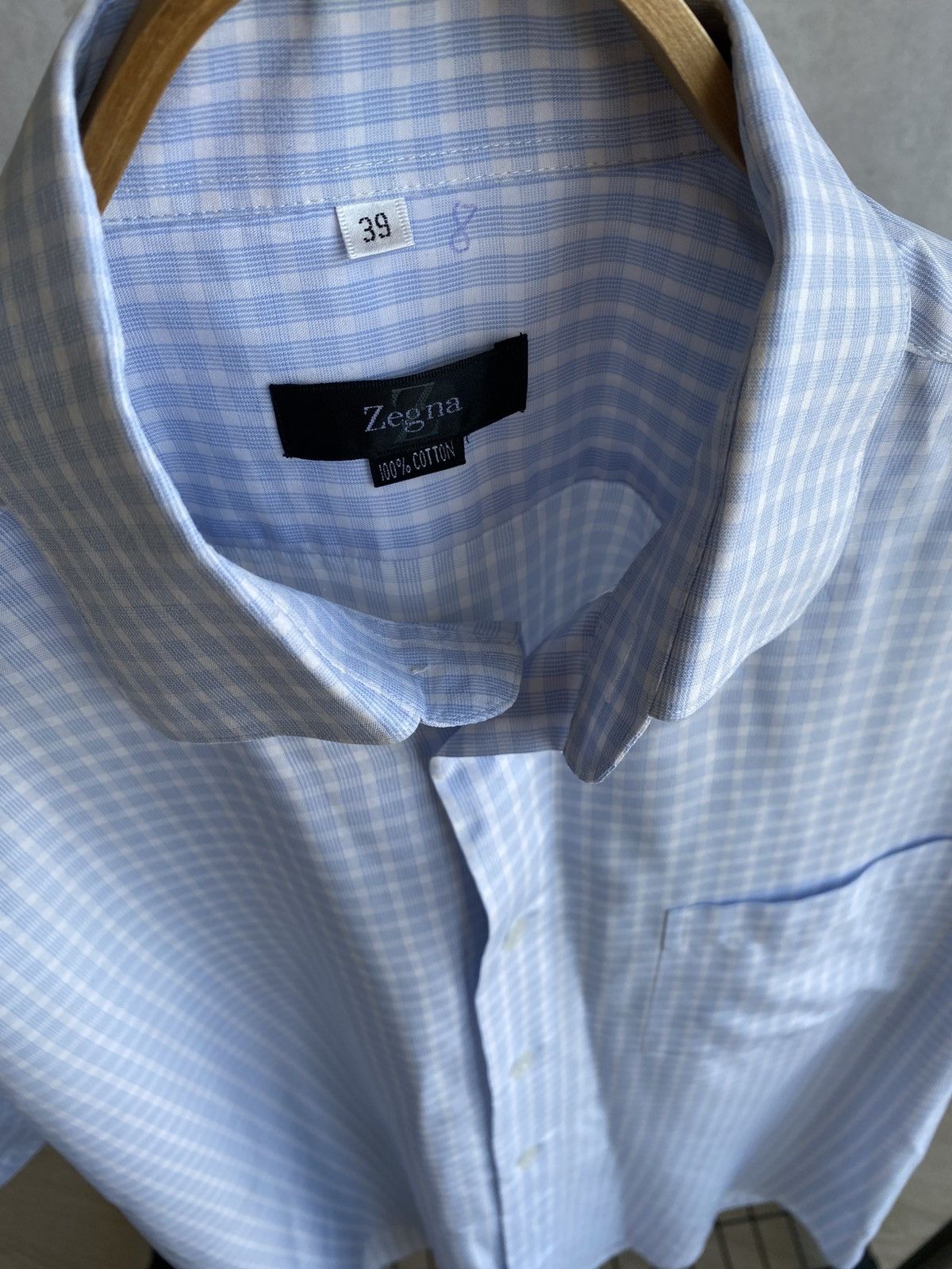 Ermenegildo Zegna Zegna Short Sleeve Shirt – Blue & White, Made in Italy Size US M / EU 48-50 / 2 - 2 Thumbnail