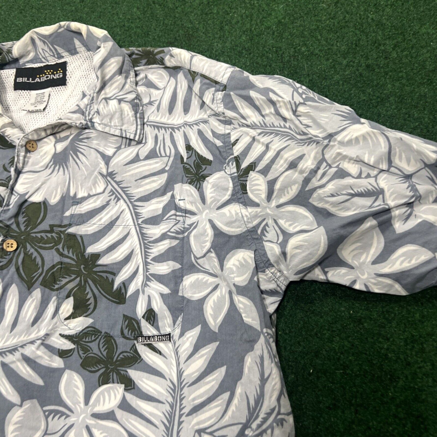 Billabong Billabong Men's Vintage Button Down Hawaiian Polo Shirt, Green Blue, XL Size US XL / EU 56 / 4 - 4 Thumbnail