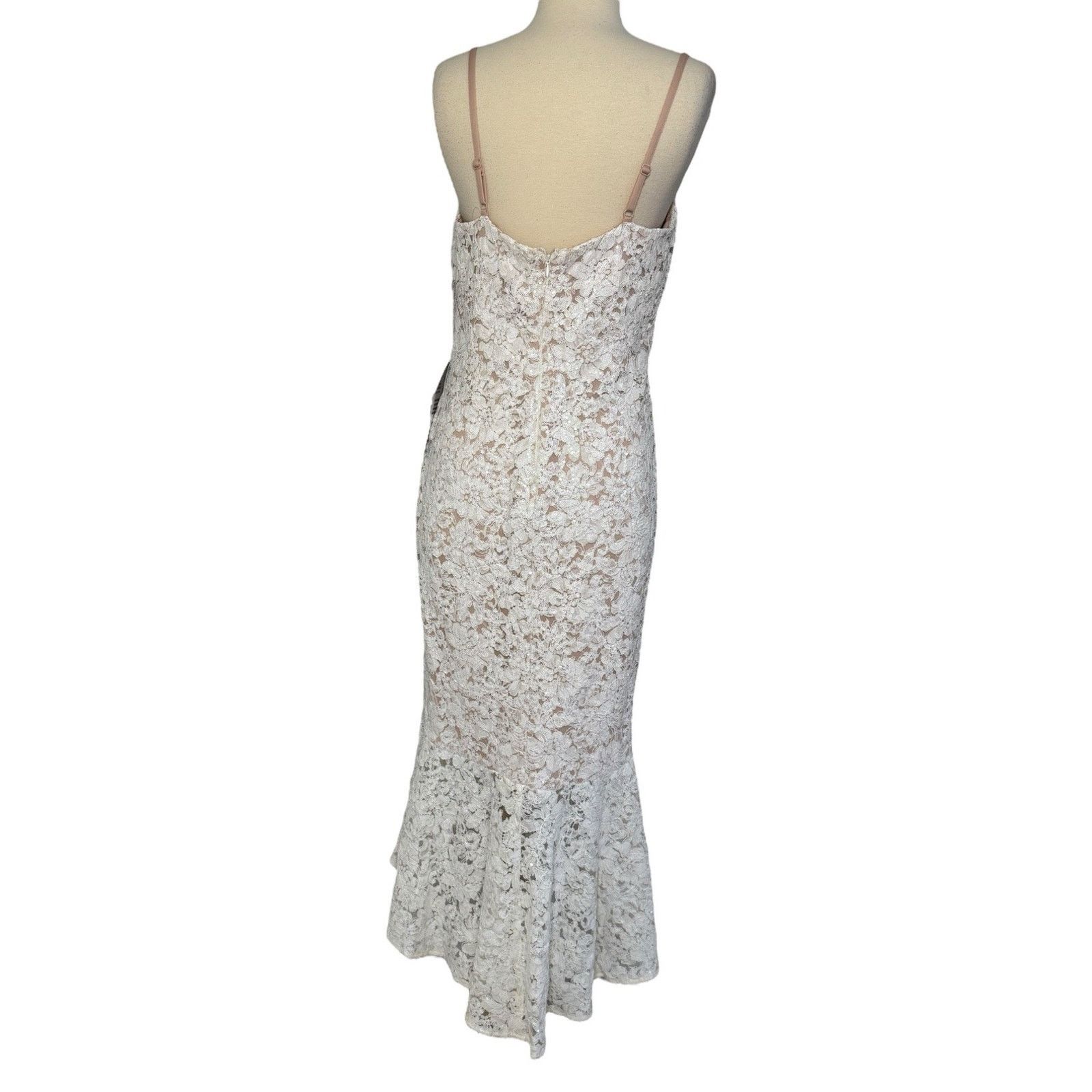 Other NIGHTWAY Mermaid High-Low Flounce Hem Lace Dress Sequin 10 Size M / US 6-8 / IT 42-44 - 8 Thumbnail