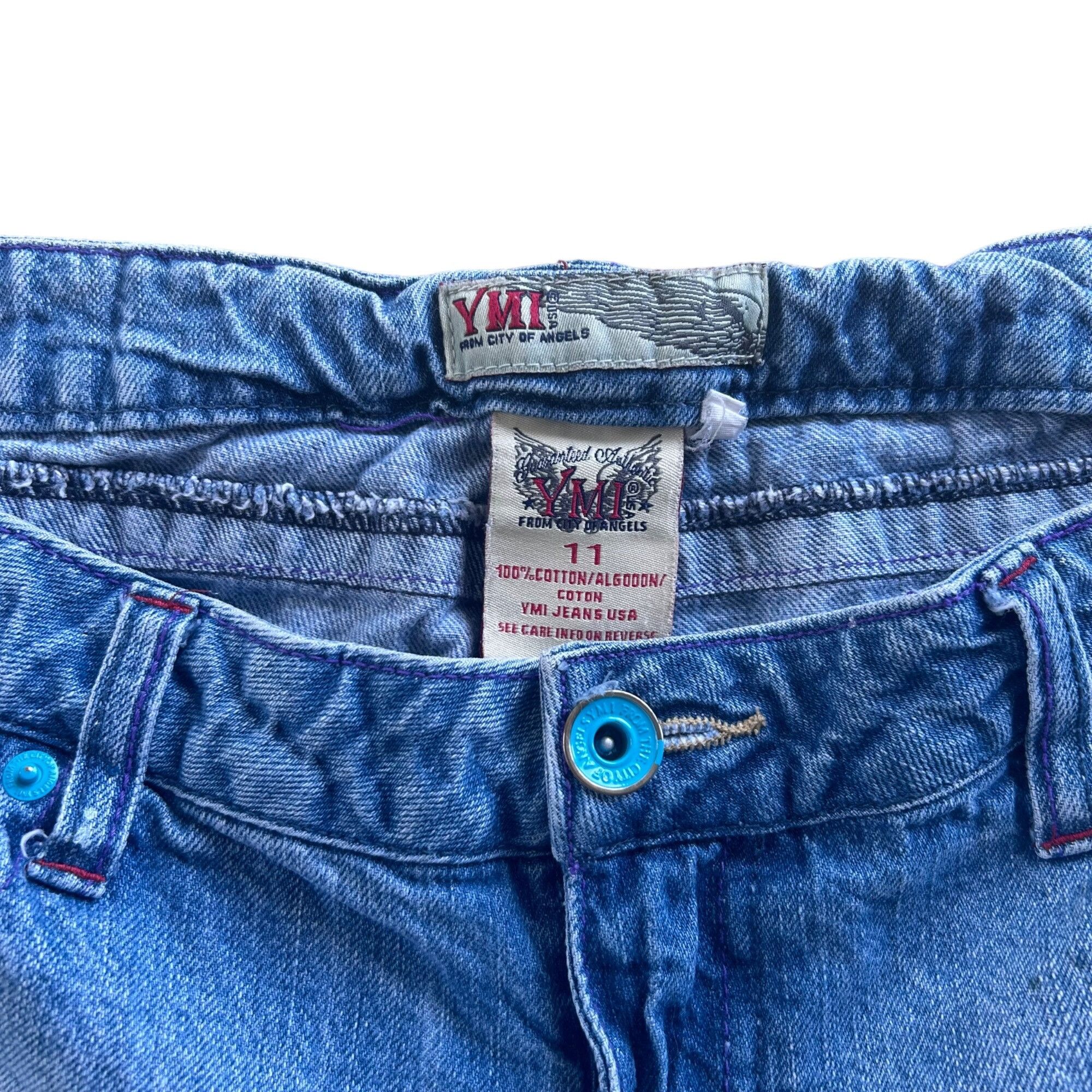 Vintage Vintage YMI Light Wash Paint Splatter Raw Hem Distressed Den Size 34" / US 12 / IT 48 - 3 Thumbnail