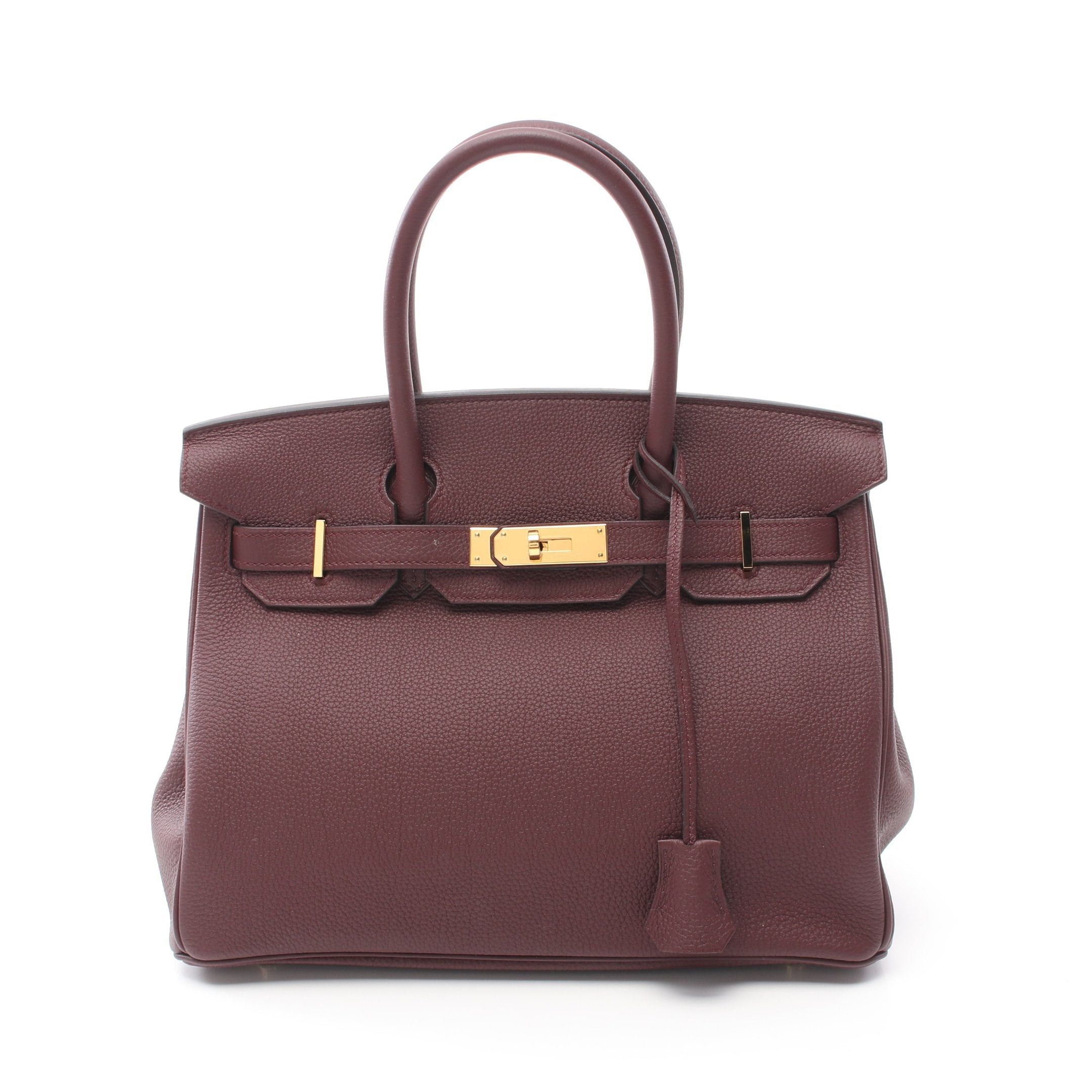 Hermes Hermes Birkin 30 Rouge Ash Handbag Togo Bordeaux Gold Hardware C Engraved Size ONE SIZE - 1 Thumbnail