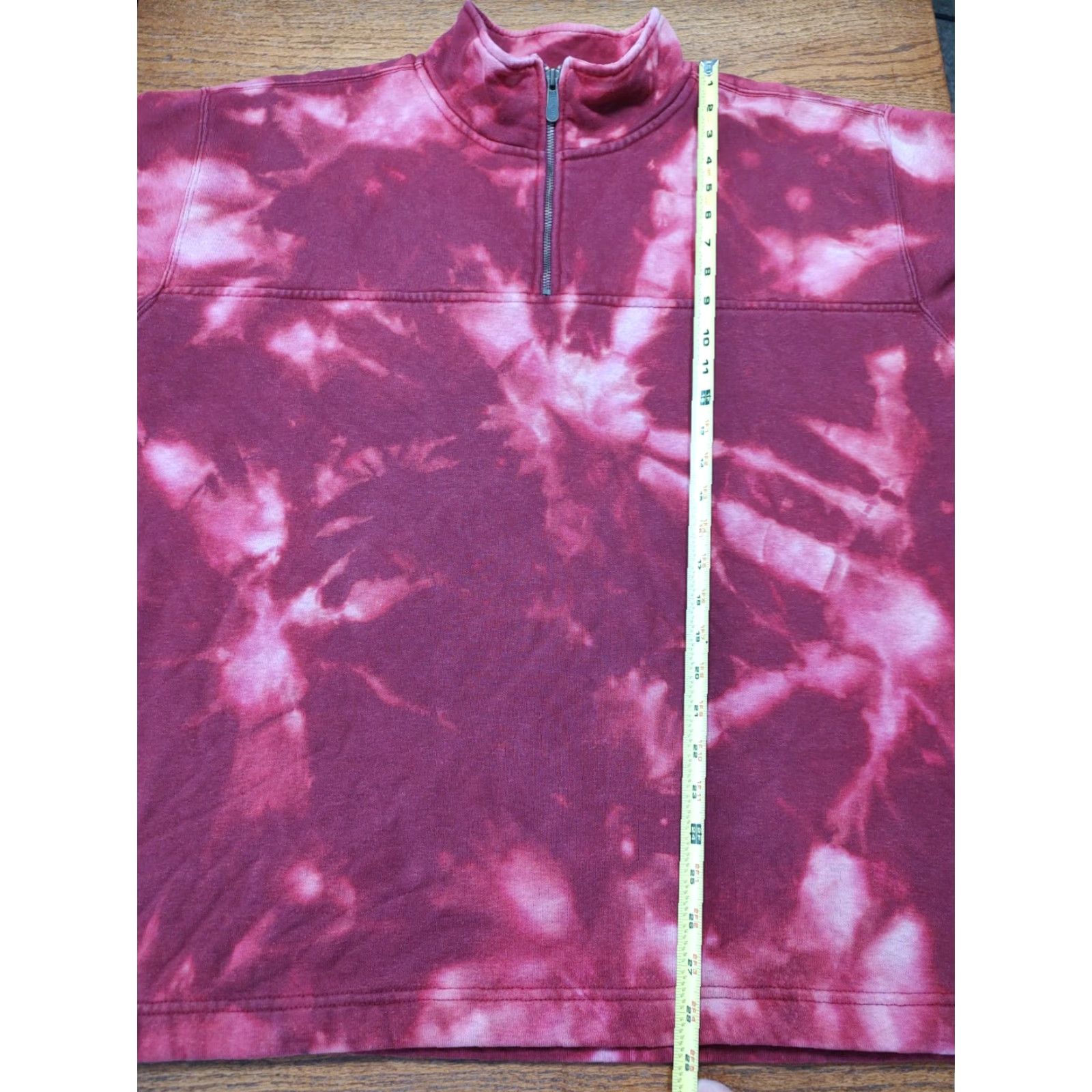 VINTAGE Carhartt Sweatshirt Mens XL 1/4 Zip Tie Dye Red Knit Logo 90s College Outdoor Pullover