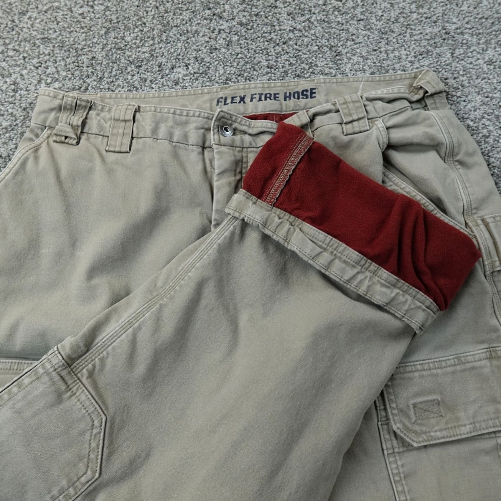 Vintage Duluth Pants Mens 38X30 Beige Brown Flex Fire Hose Cargo Utility Work Stretch Pants Size US 38 / EU 54 - 2 Thumbnail