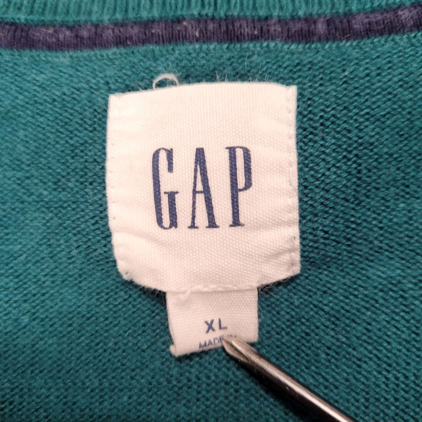 Gap Gap Y2k Color Block Grandpa Dad Pullover Sweater Crew Neck Long Sleeve Blue Sz XL Mens Size US XL / EU 56 / 4 - 2 Thumbnail