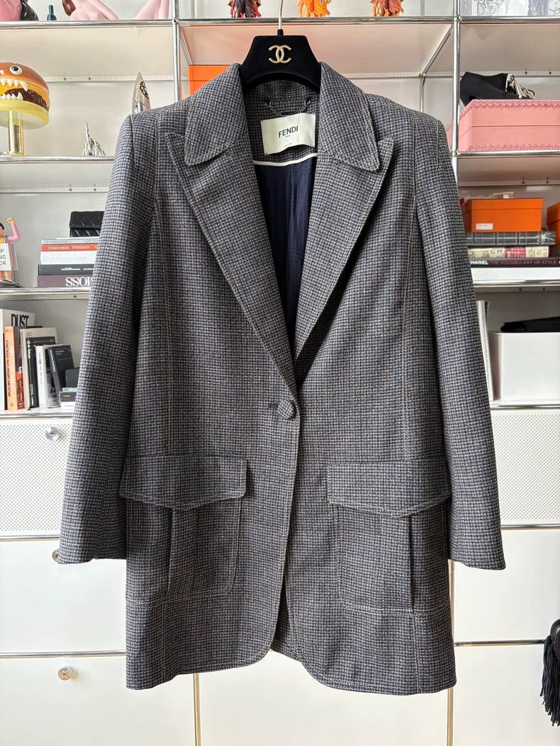 Fendi FENDI Woolen tweed checkered blazer Size XS / US 0-2 / IT 36-38 - 2 Thumbnail