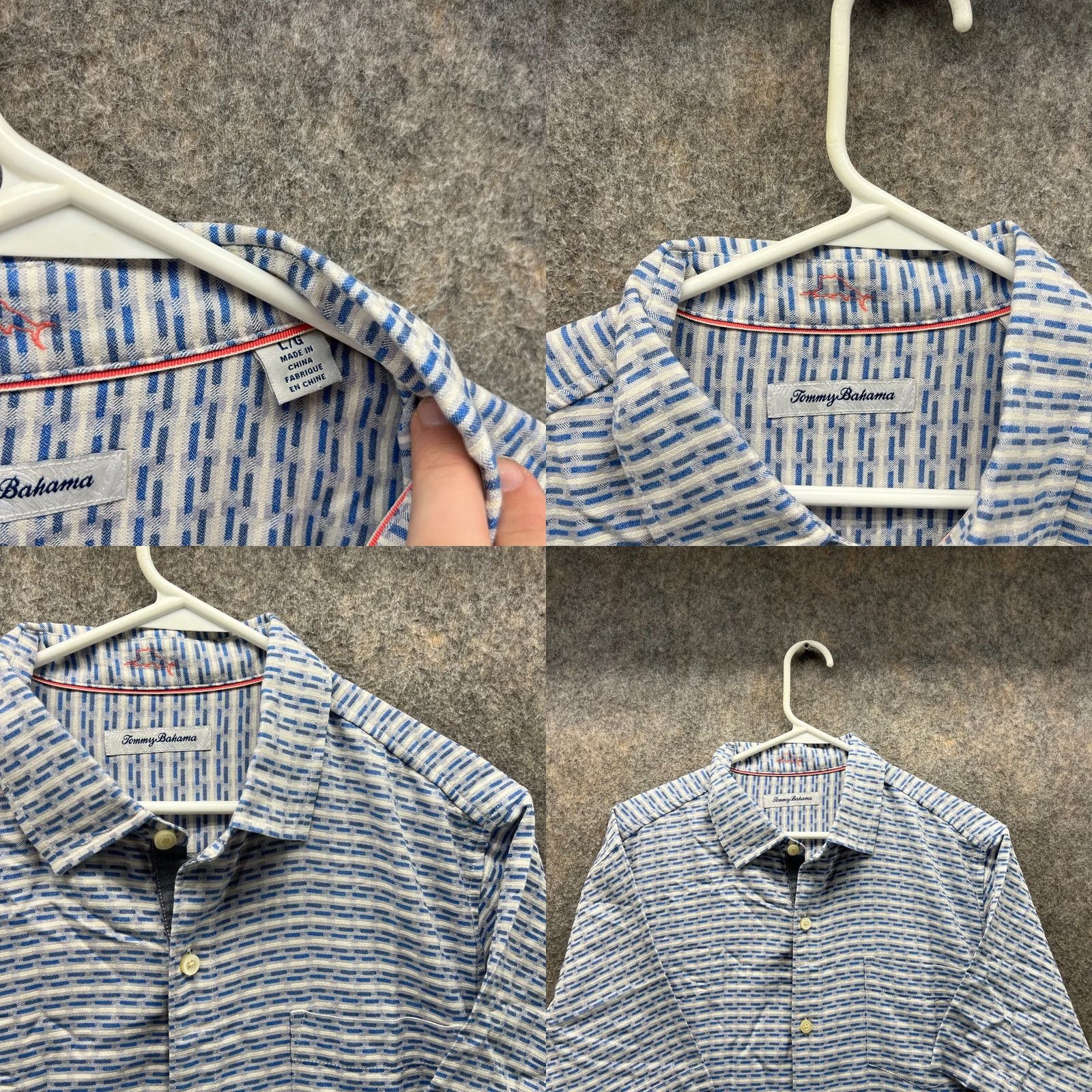 Tommy Bahama Tommy Bahama Shirt Men Large Striped Blue Silk Button-Up Short Sleeve Casual/Business/Formal/Party/Cocktail/Wedding Size US L / EU 52-54 / 3 - 8 Thumbnail