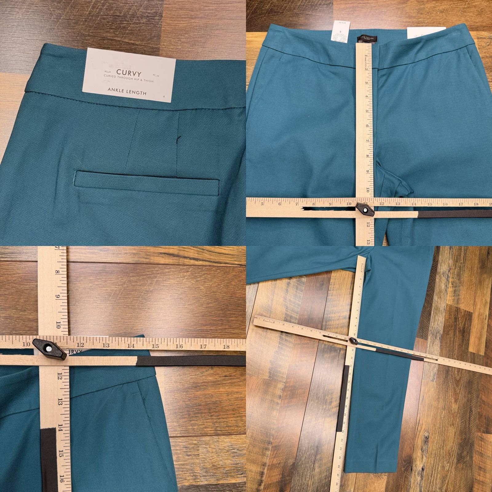 Ann Taylor Ann Taylor Ankle Pants Womens 4 Teal Blue Mid Rise Stretch Knit Straight Leg Workwear Formal 27 Inseam Evening City 8 Size 27" / US 4 / IT 40 - 8 Thumbnail