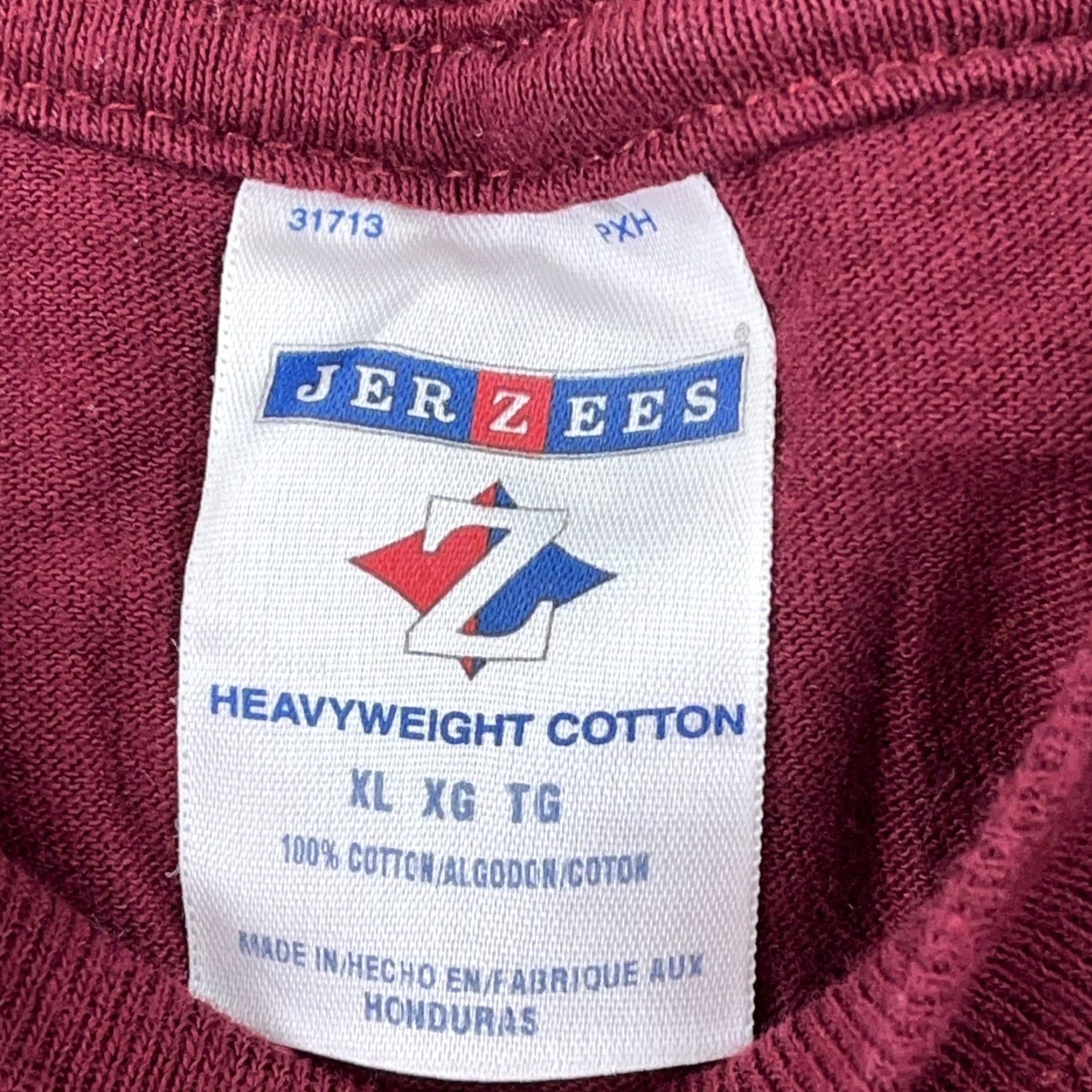Jerzees Vintage Jerzees T-Shirt Men XL Red Graphic Print Biker Shirt 80s USA Logo Hardwearing Cotton Short Sleeve Crew Neck distressed style? Size US XL / EU 56 / 4 - 3 Thumbnail