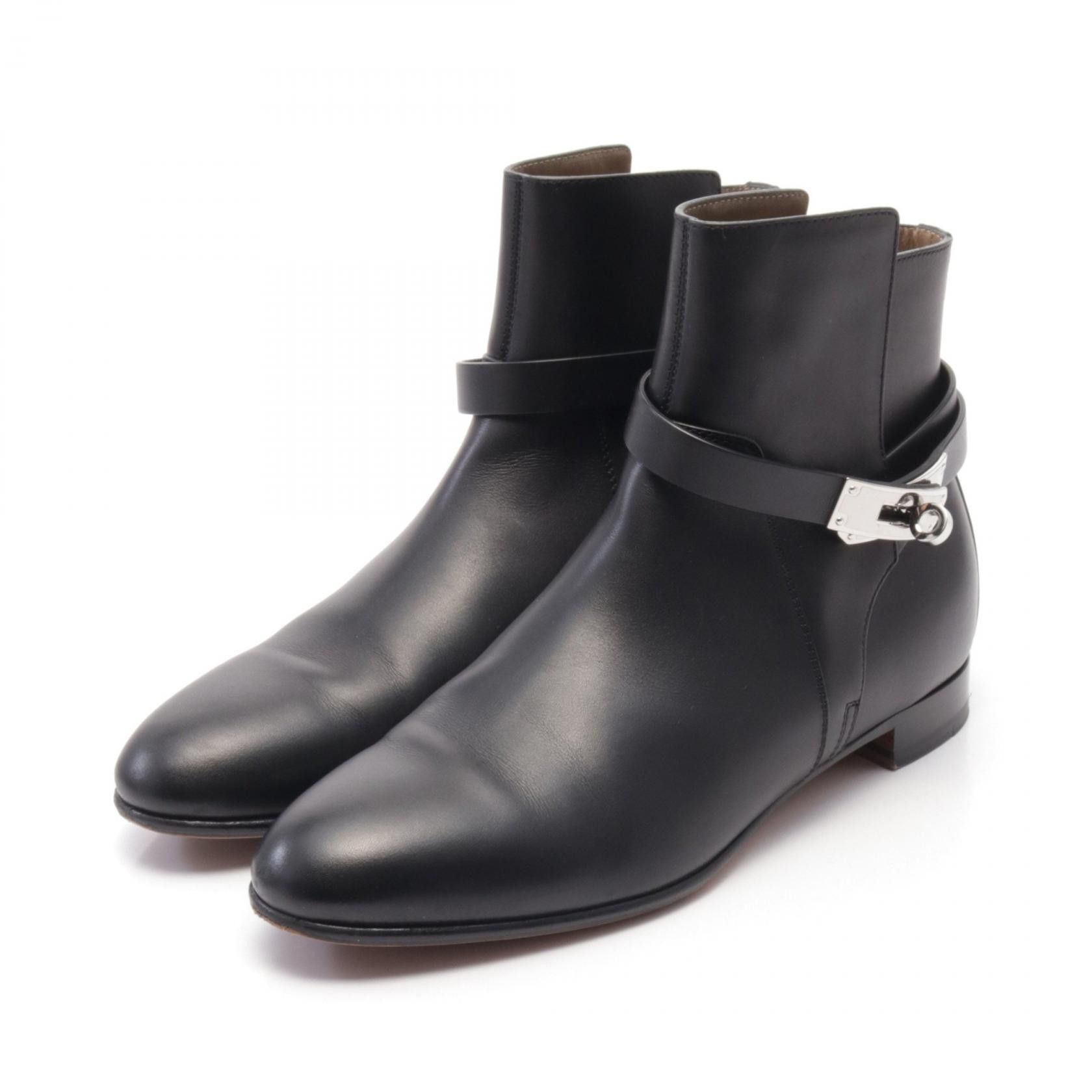 Hermes Hermes Kelly Leather Boots Leather Shoes in Black, Women's