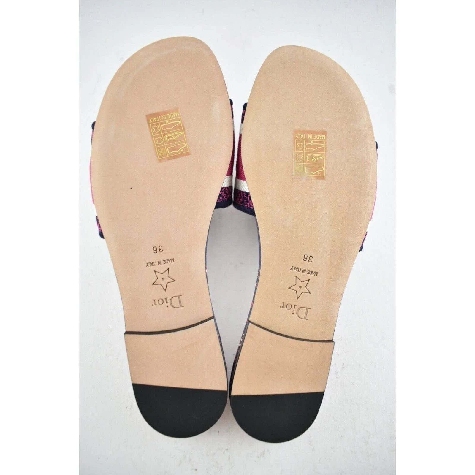 Dior Dway Animals Pink Blue White Logo Slide Mule Flat Sandal 36 Size US 6 / IT 36 - 12 Thumbnail