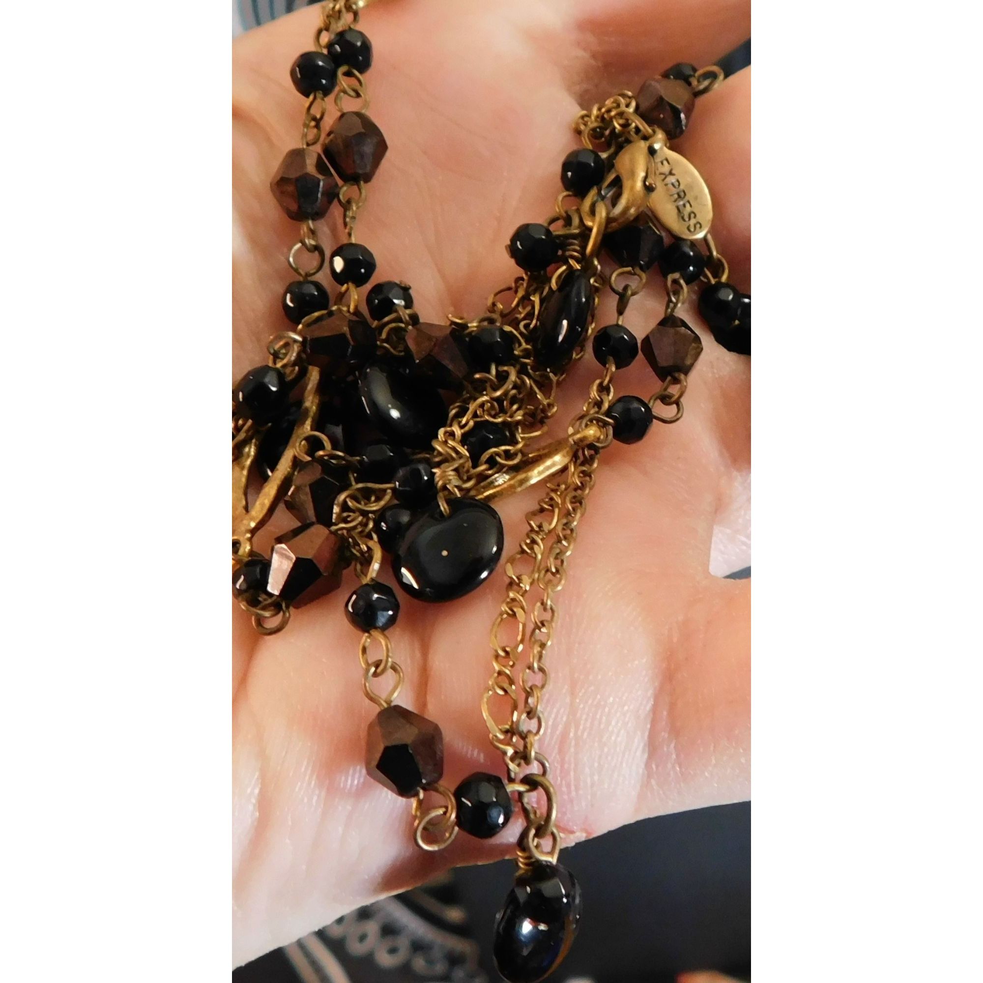 Express Express Glam Goth Art Deco Black And Gold Tone Necklace Size ONE SIZE - 3 Thumbnail