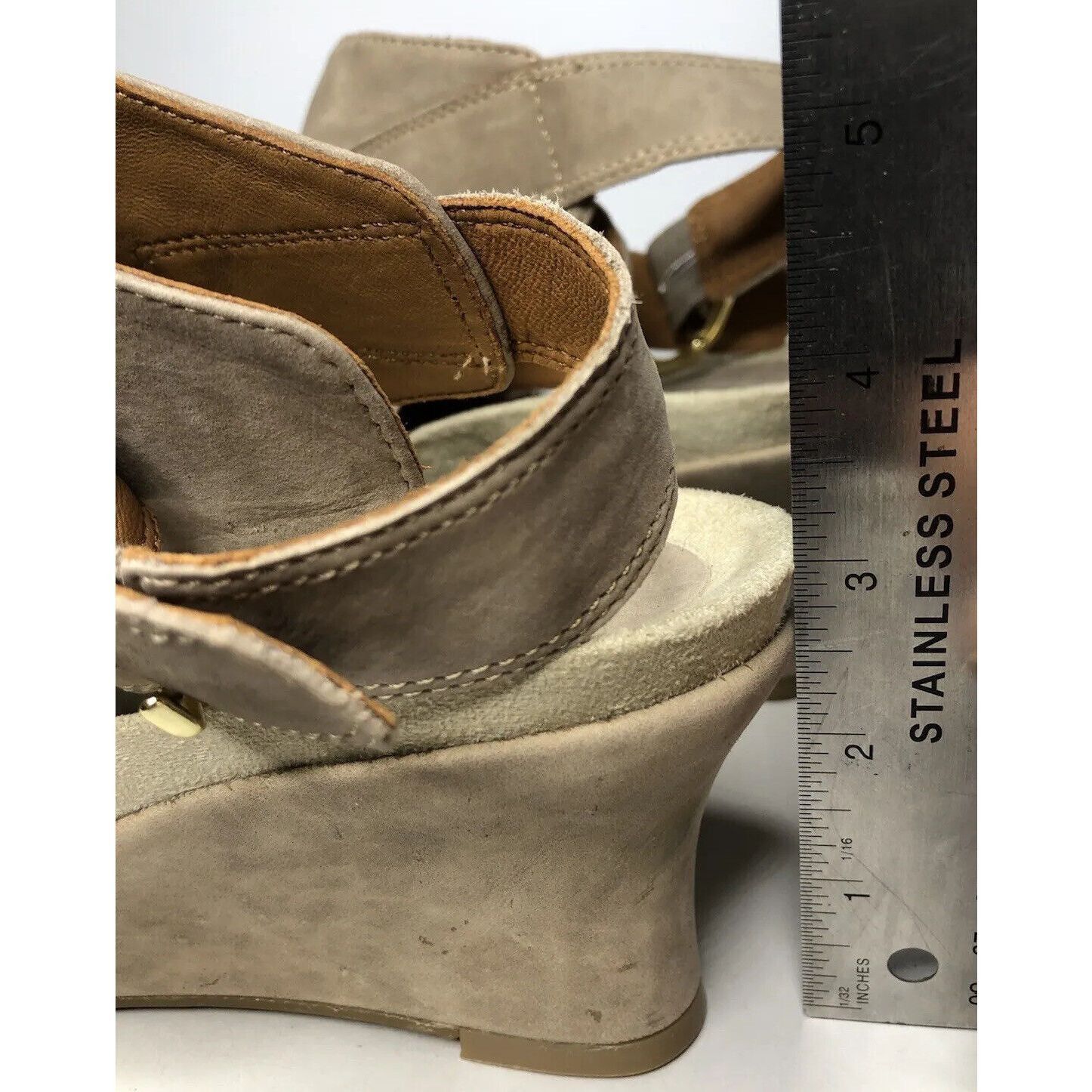 Other Earthies Santo Taupe Suede Leather Ankle Wedge Booties Women Size US 10 / IT 40 - 9 Thumbnail