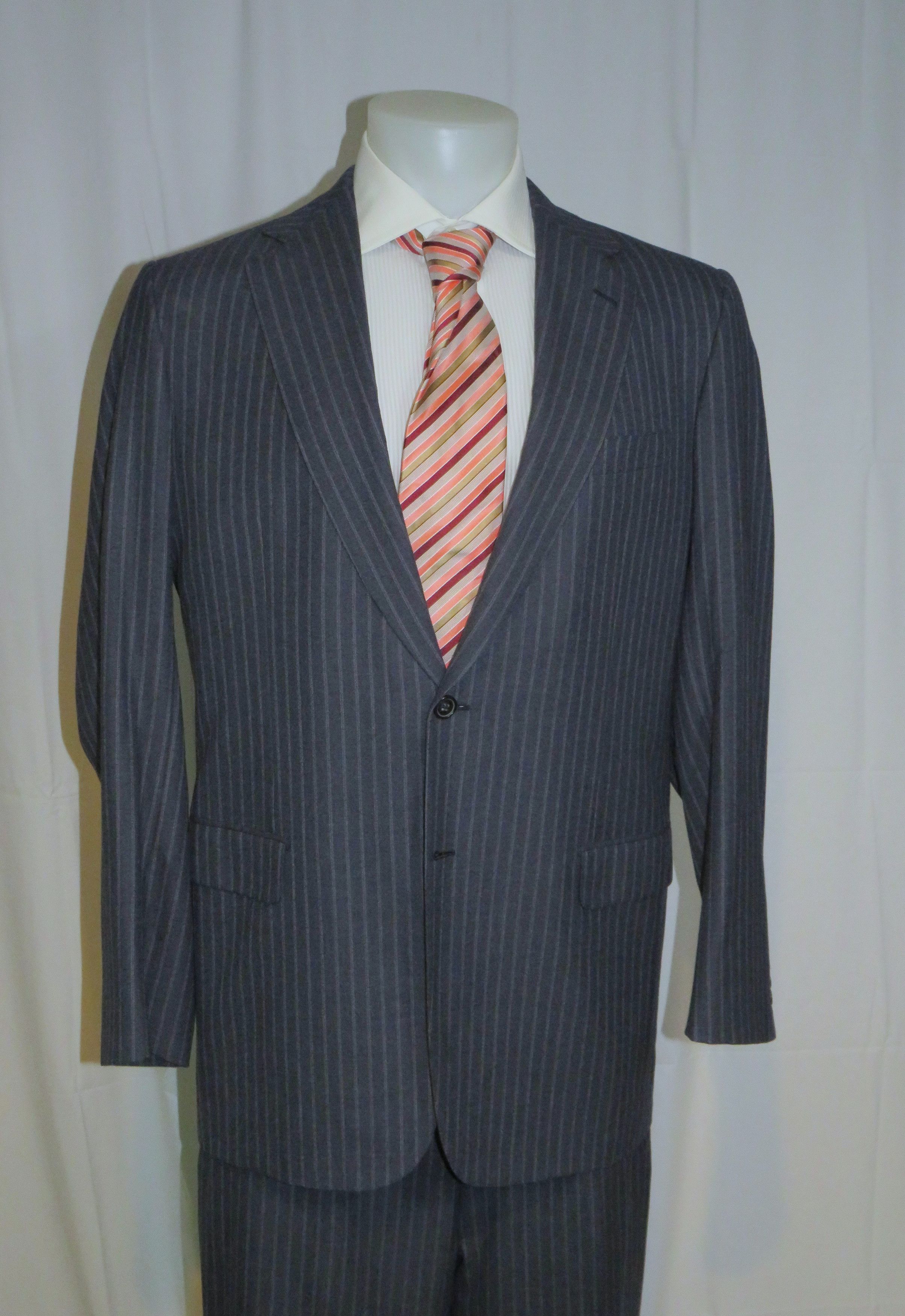 Brioni Nomentano Super 160 Custom Made Blue Striped Suit 42L NWT Size 42L - 8 Thumbnail