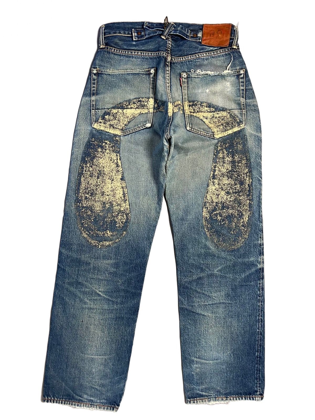 image of Evisu Jeans White Daicock Big Logo Blue Selvedge Denim, Men's (Size 30)