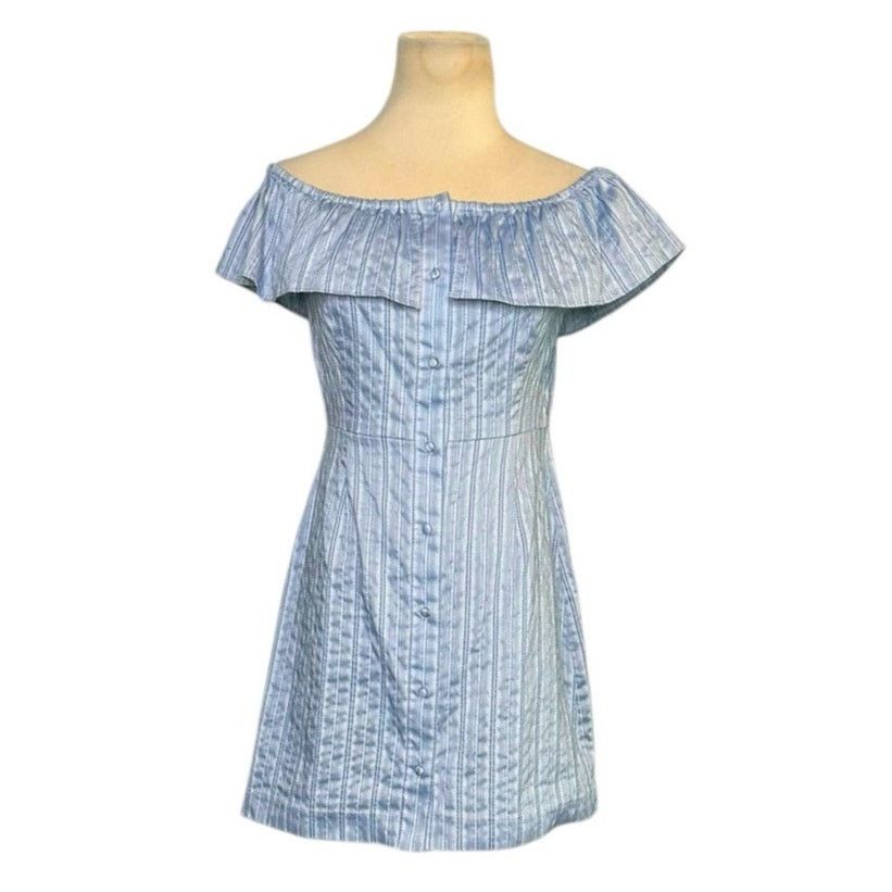 INTERMIX Intermix Ella Off the Shoulder Mini Striped Dress Size Small Size S / US 4 / IT 40 - 14 Thumbnail