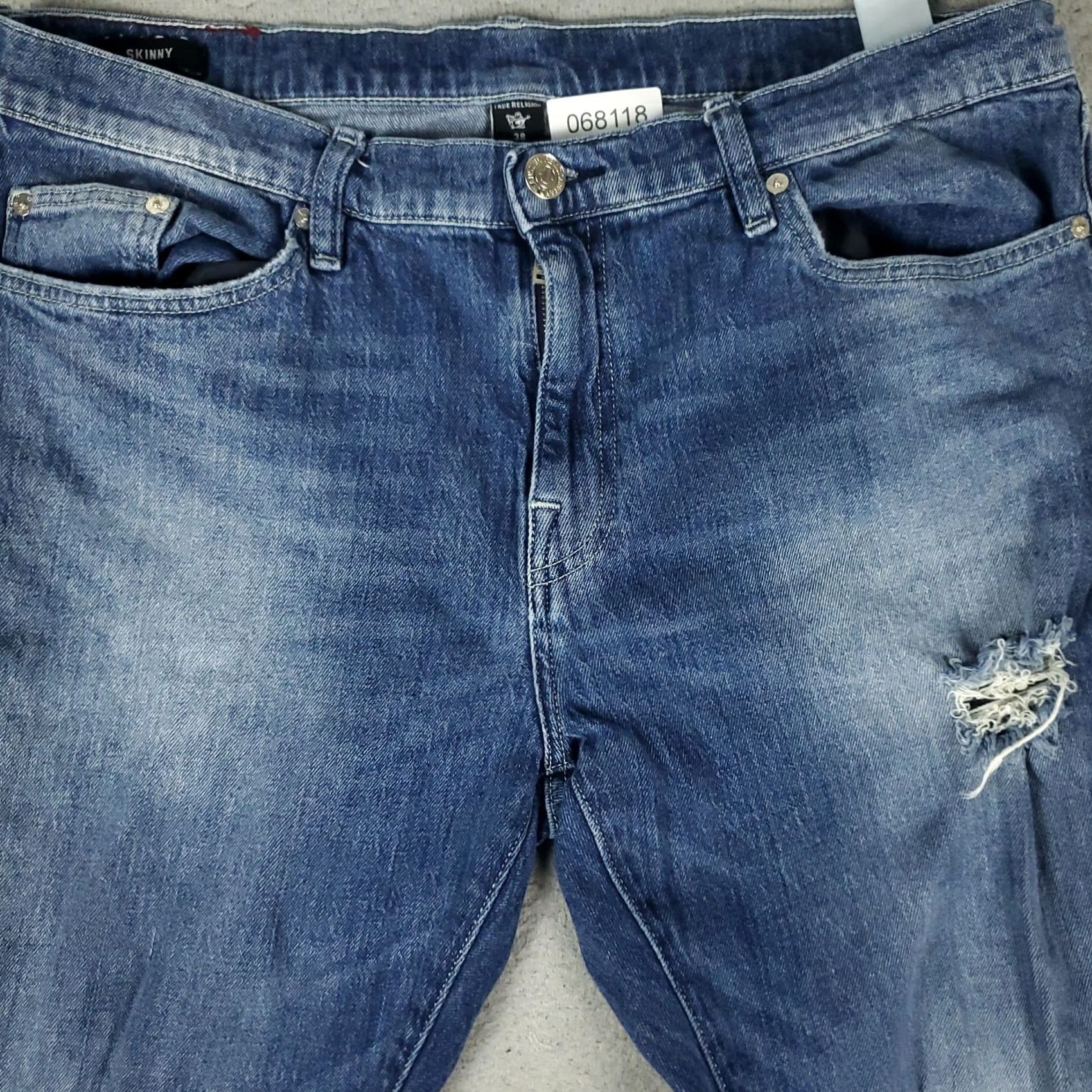 True Religion True Religion Pants Mens 38 Blue Jeans Size 38x33 Distressed Slim Straight Denim Size US 38 / EU 54 - 2 Thumbnail