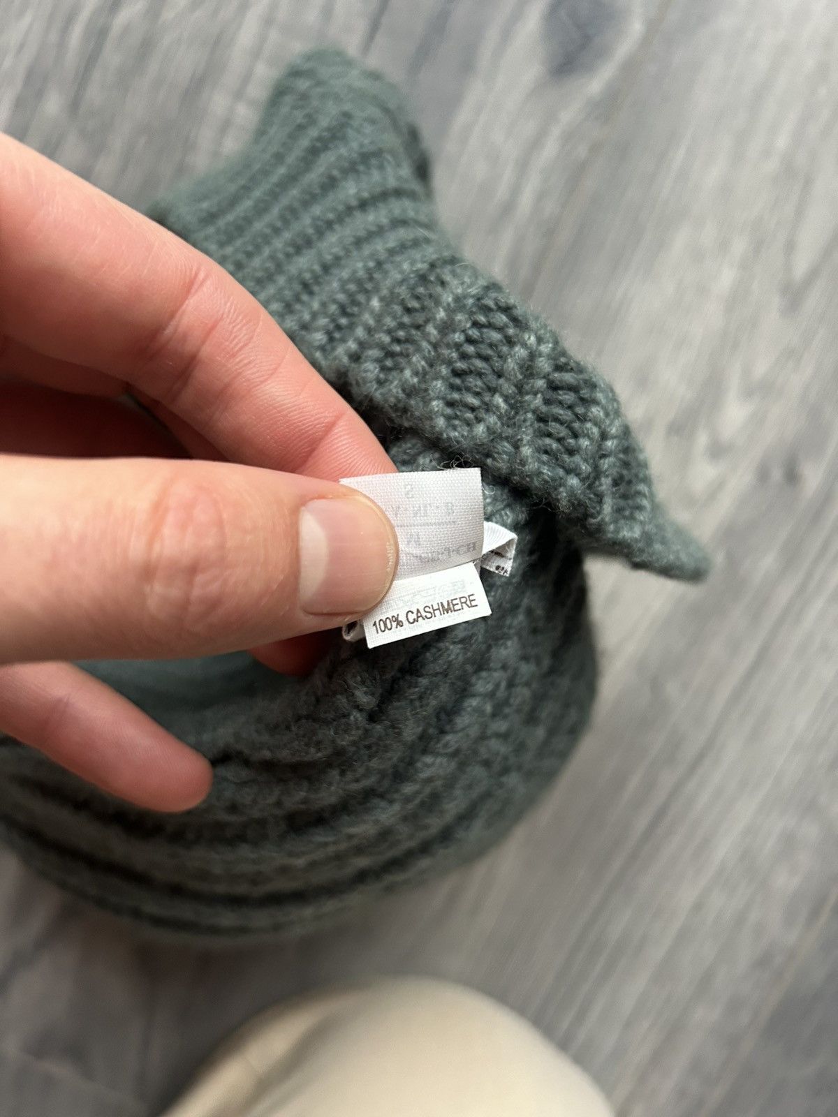 Brunello Cucinelli 100% Cashmere Ribbed Knit Beanie in Green - Size M Size ONE SIZE - 4 Thumbnail