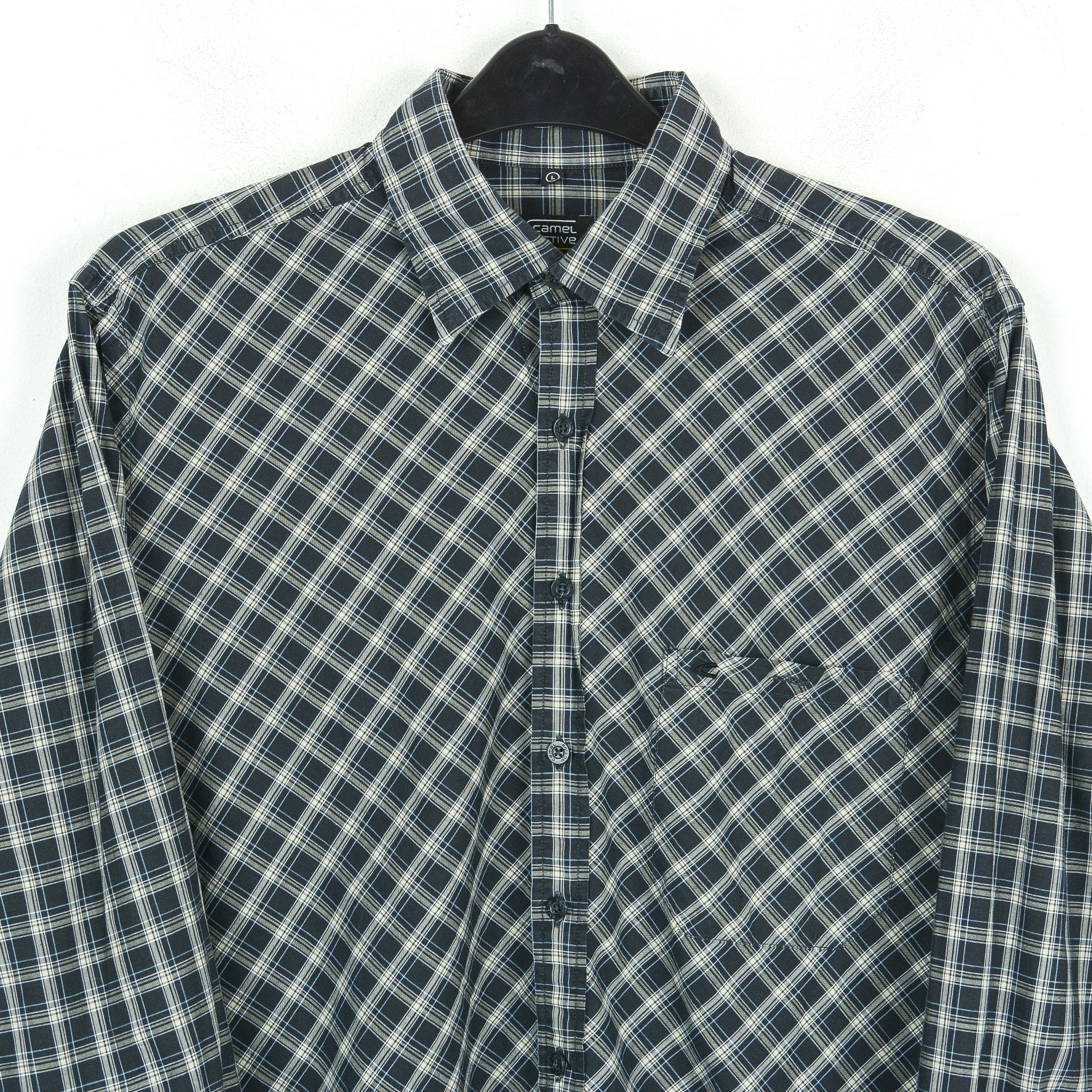 camel active Casual L Button Up Shirt Check Black Tartan Long Sleeved Top Size US L / EU 52-54 / 3 - 2 Thumbnail