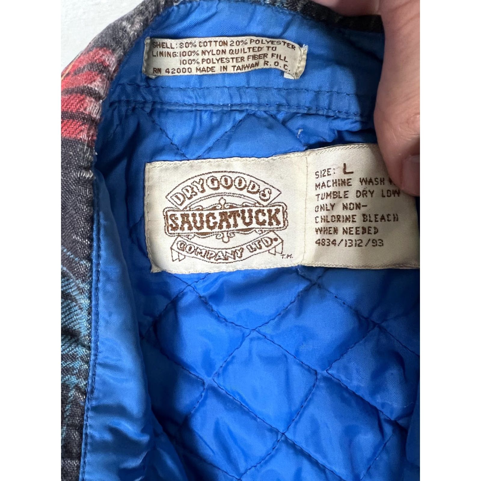 Vintage VINTAGE Saugatuck Dry Goods Jacket Mens Large Blue Plaid Quilted Flannel Lined Size US L / EU 52-54 / 3 - 6 Thumbnail