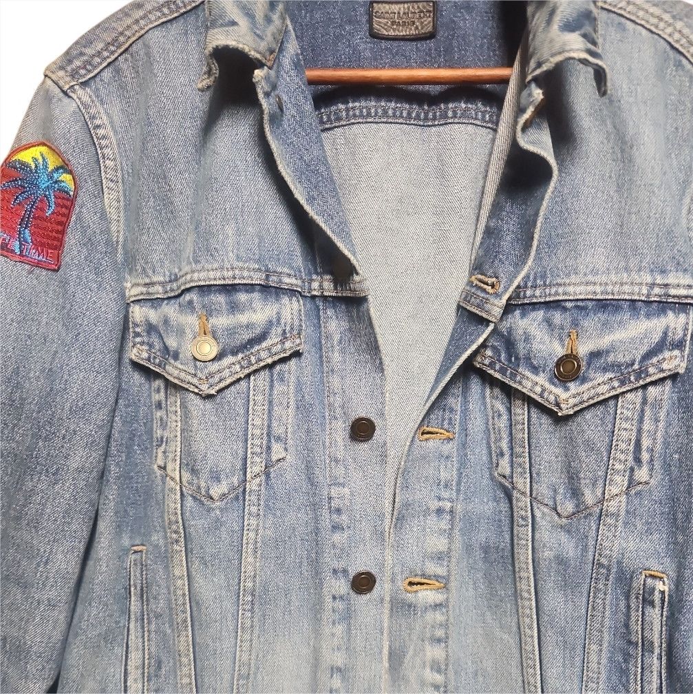 Saint Laurent Paris 2015 Hedi Slimane Palm Tree Patch Denim Jacket Size US L / EU 52-54 / 3 - 3 Thumbnail