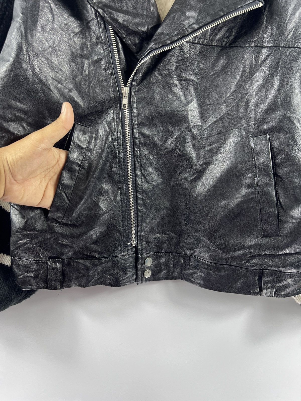 Japanese Brand 🔥 KOREAN 🔥 double collar soft leather knited sleeves jacket Size M / US 6-8 / IT 42-44 - 4 Thumbnail
