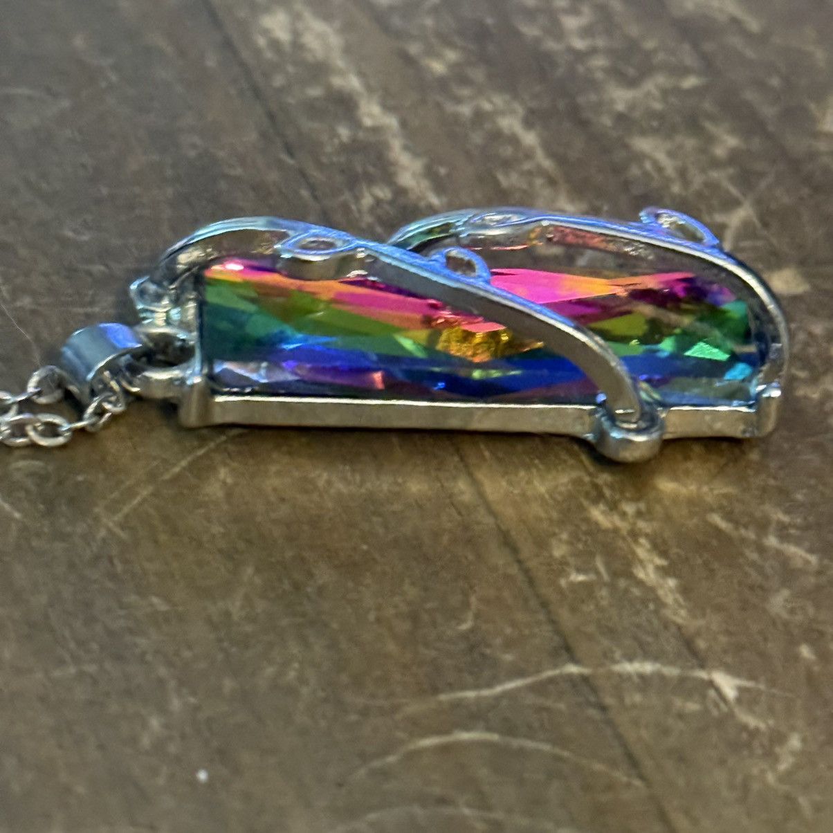 Other Silver tone rainbow prism crystal pendant necklace Size ONE SIZE - 4 Thumbnail