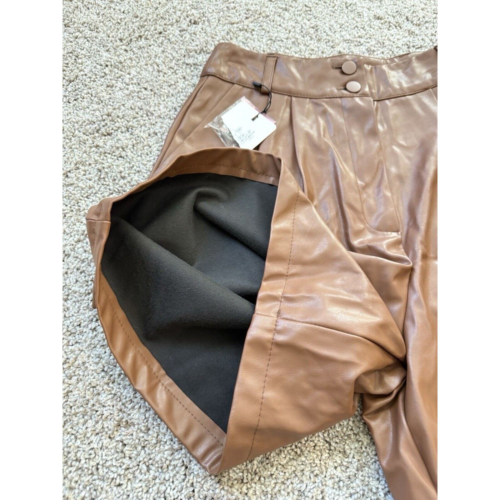 Other Brown Faux Lather High Waist Shorts NWT SIZE M/8 Size 30" / US 8 / IT 44 - 5 Thumbnail