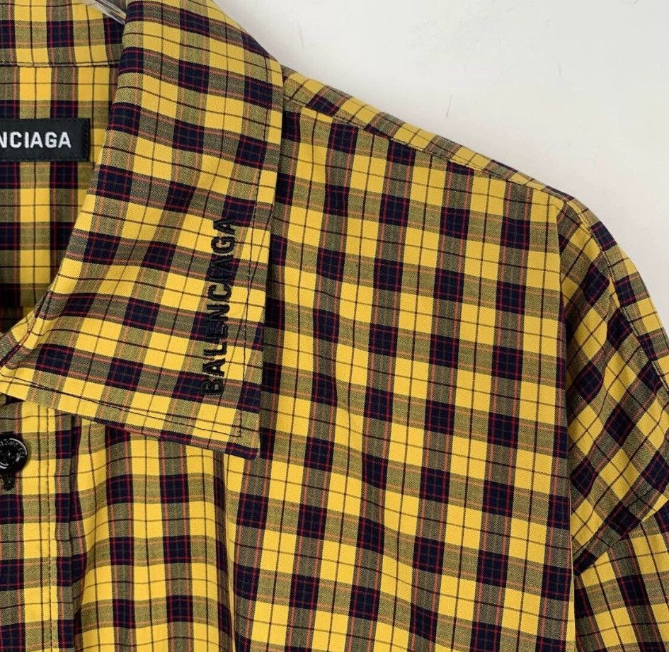 Balenciaga Balenciaga Yellow plaid lapel cotton short sleeved shirt Size US M / EU 48-50 / 2 - 3 Thumbnail