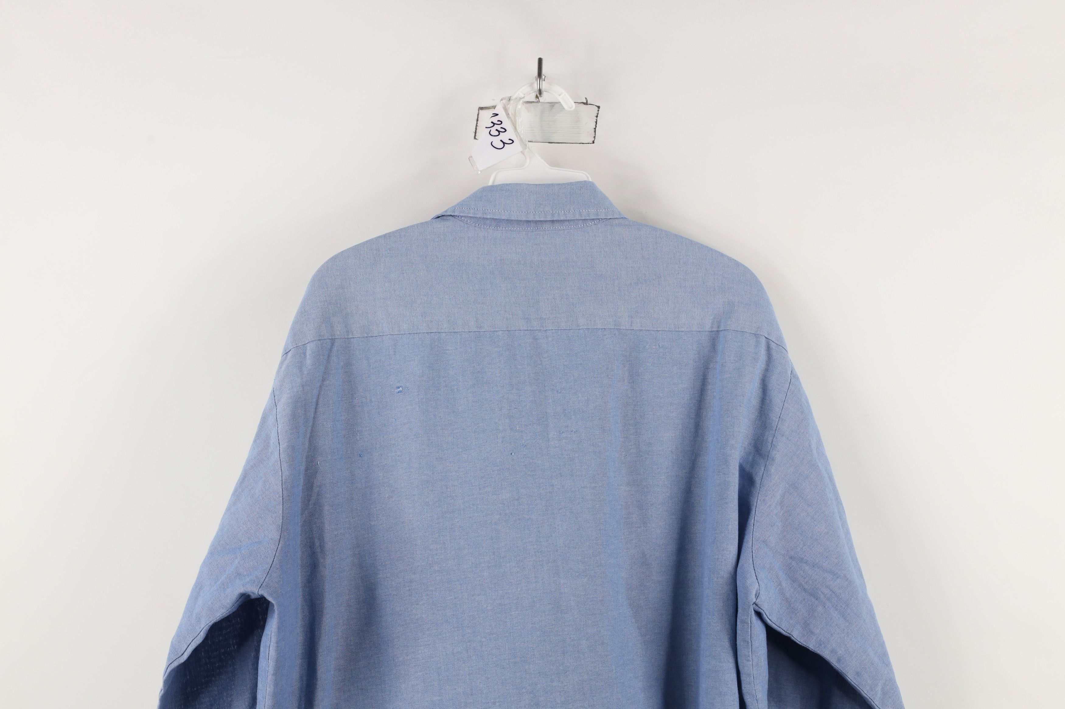 Vintage Vintage 90s Streetwear Chambray Workwear Button Shirt Blue Size US L / EU 52-54 / 3 - 11 Thumbnail