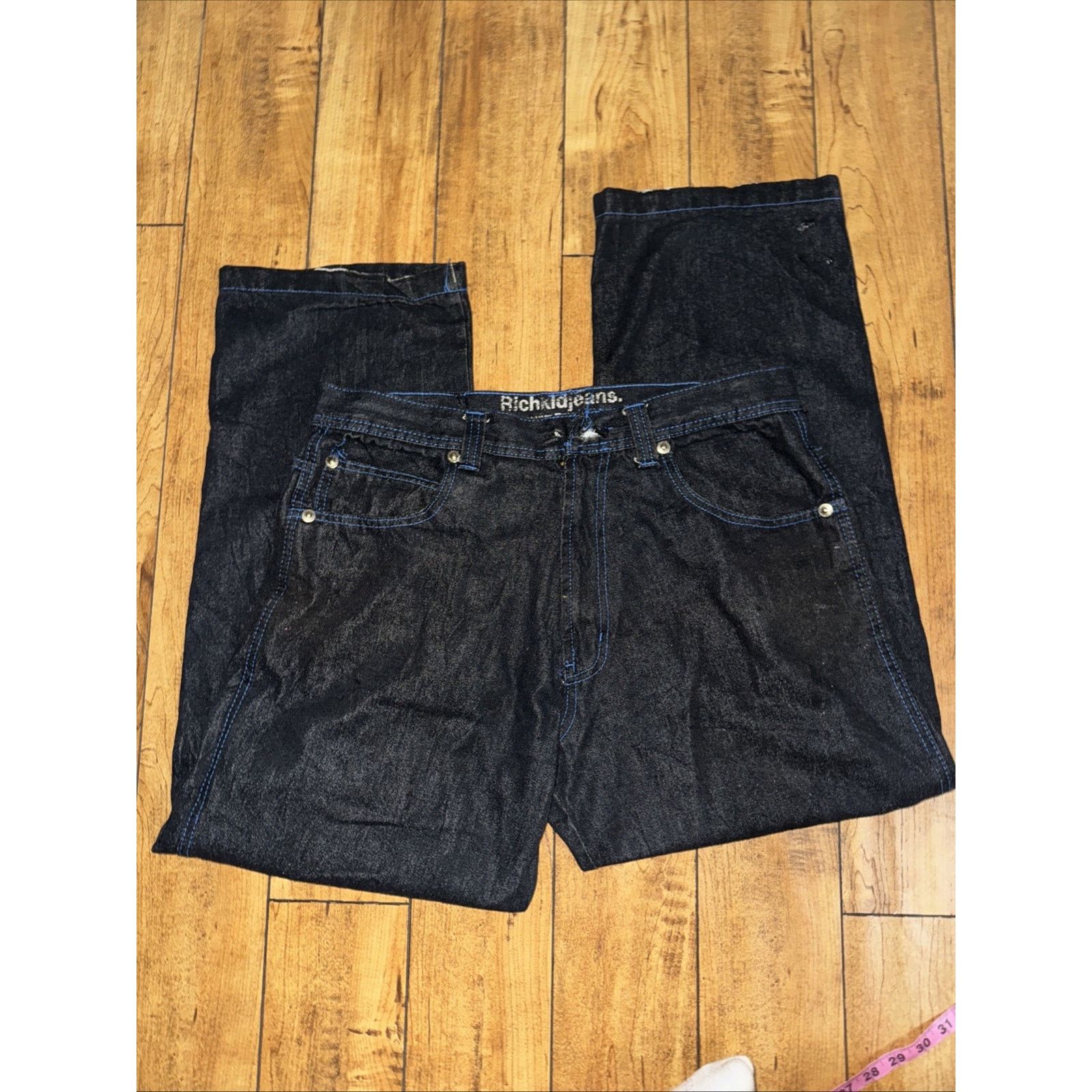 Vintage Rich Kid Jeans 36x32 Dark Wash Distressed Y2K Skater Size US 36 / EU 52 - 6 Thumbnail