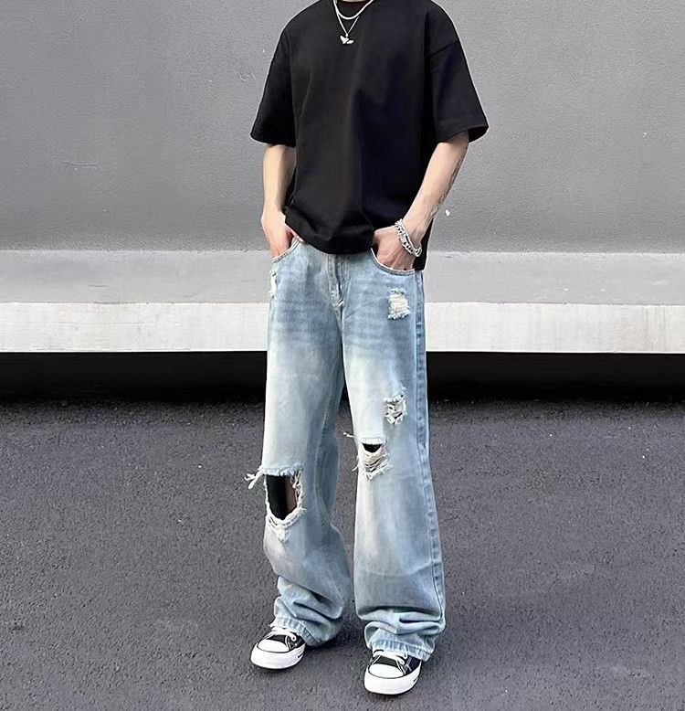 Japanese Brand × Vintage Hip Hop Street Vintage Washed Loose Ripped Jeans Size US 32 / EU 48 - 4 Thumbnail
